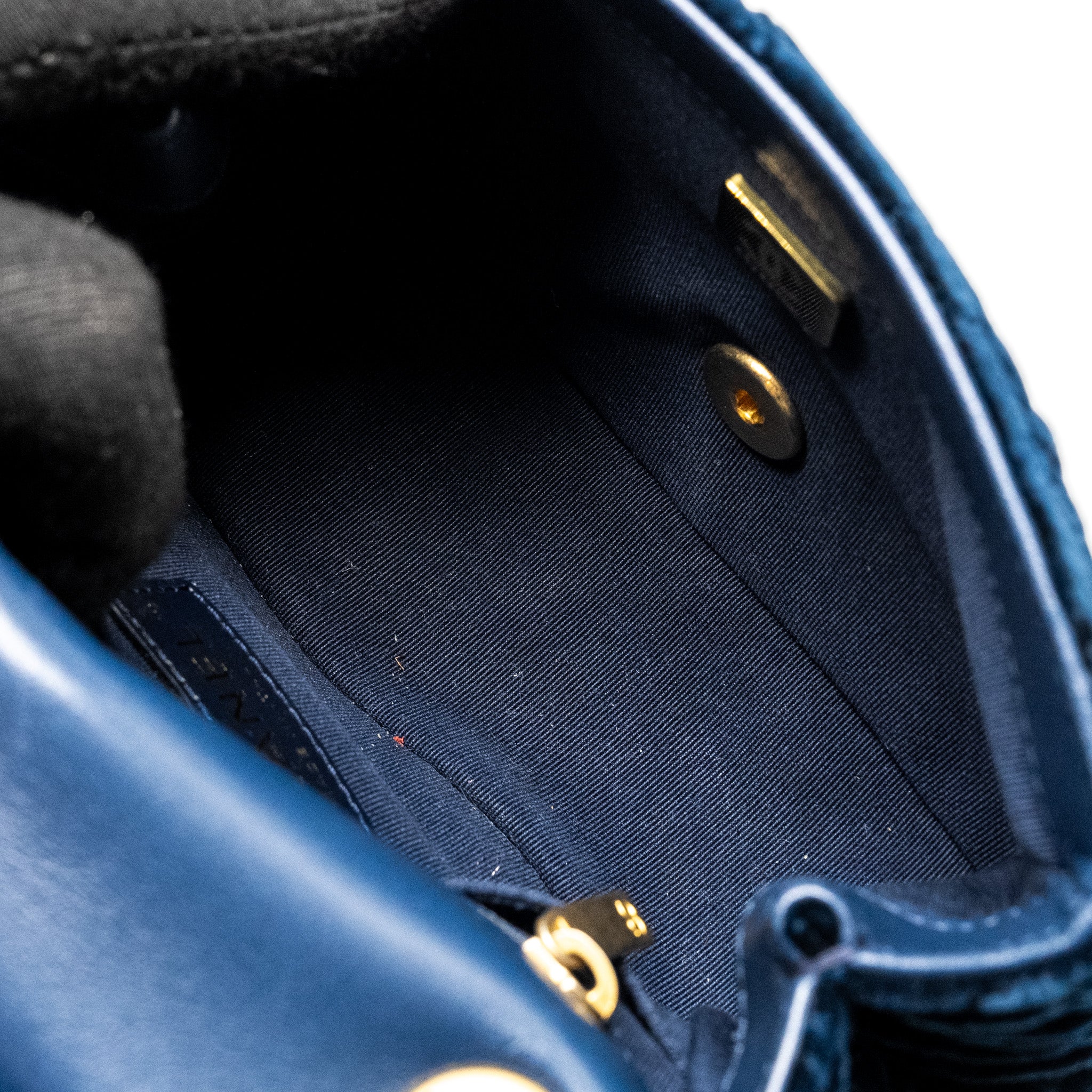 Chanel Camellia Embossed Mini Square Flap Bag Velvet Navy GHW (microchip) - Image 17