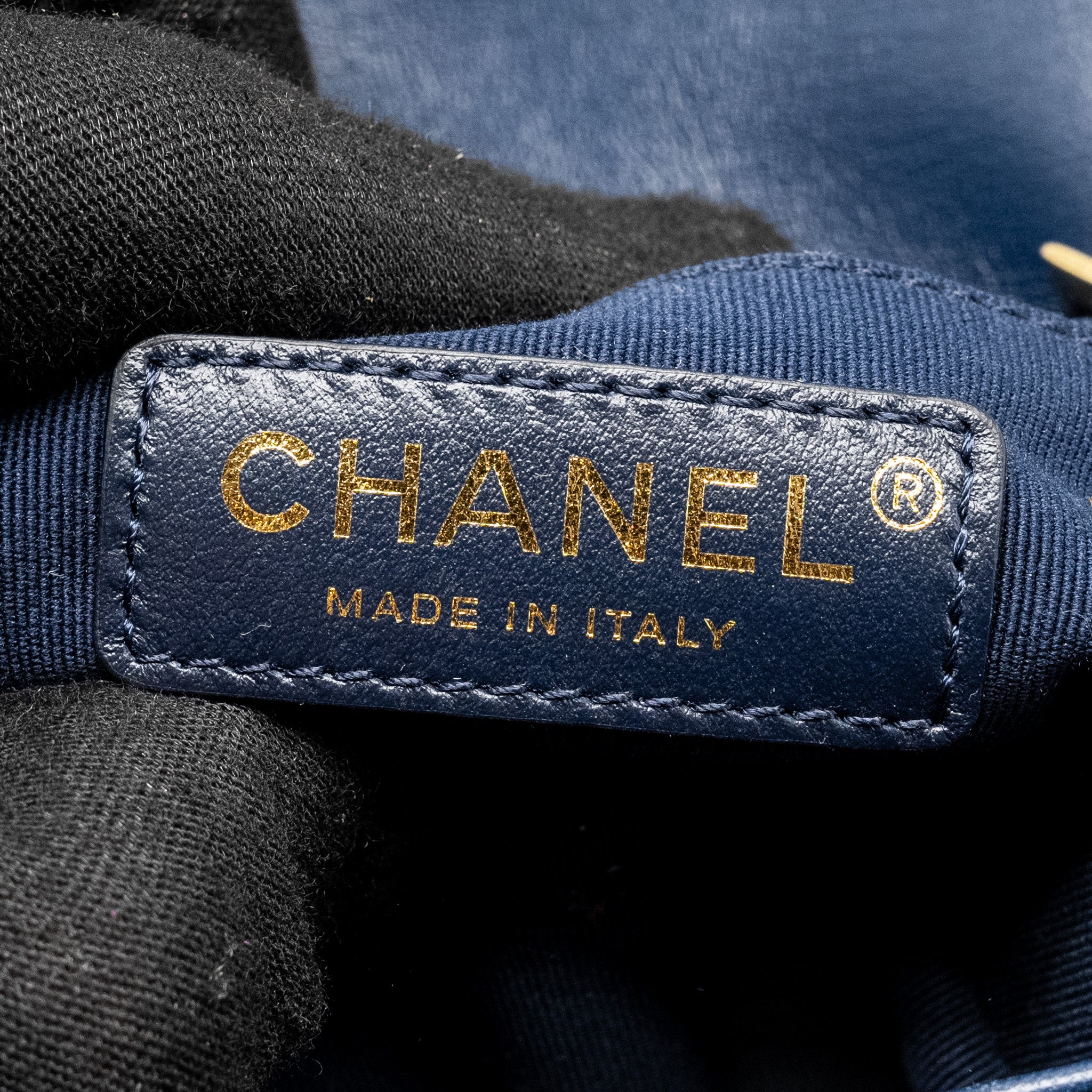 Chanel Camellia Embossed Mini Square Flap Bag Velvet Navy GHW (microchip) - Image 19