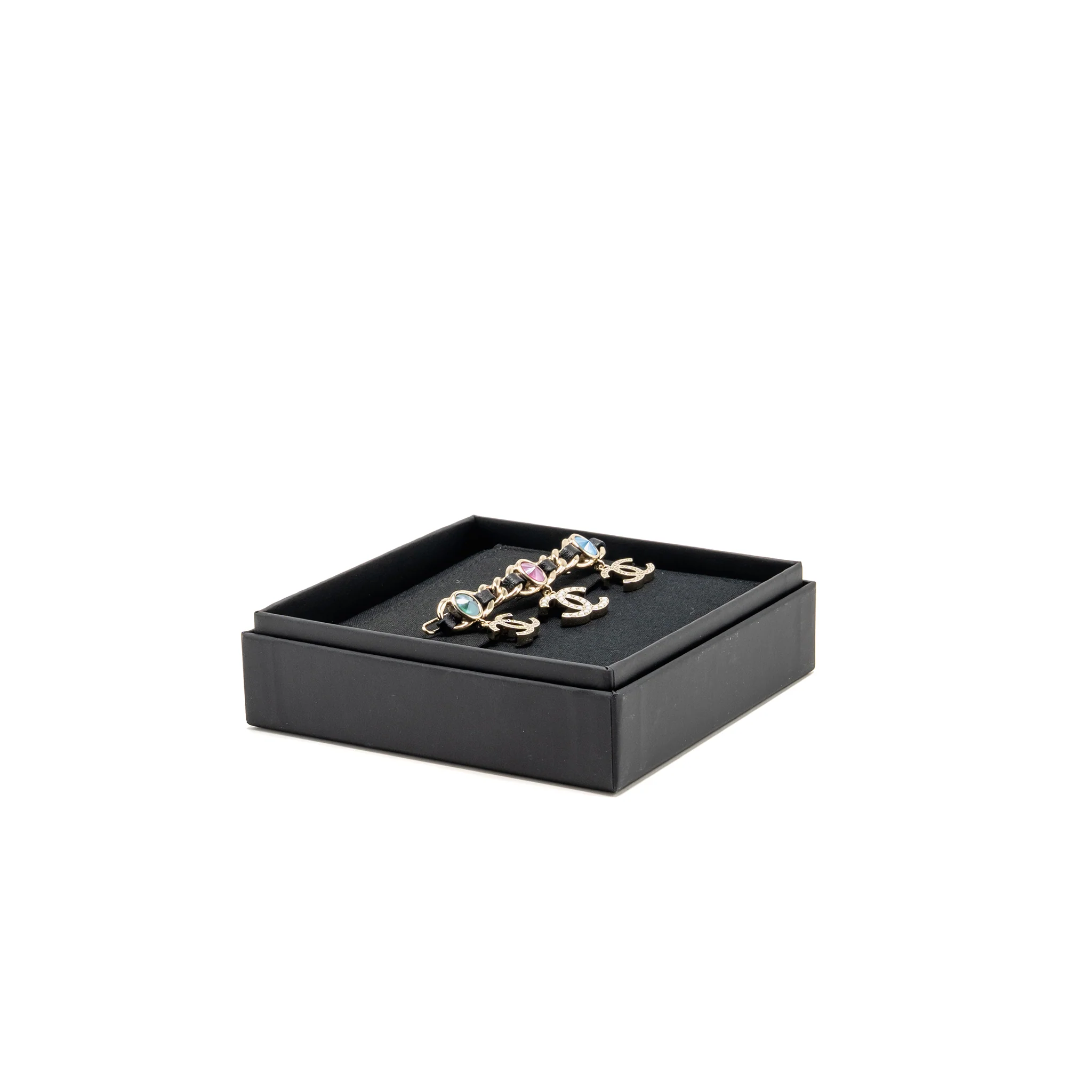 Chanel CC drop hair clip black / light gold tone - Image 2