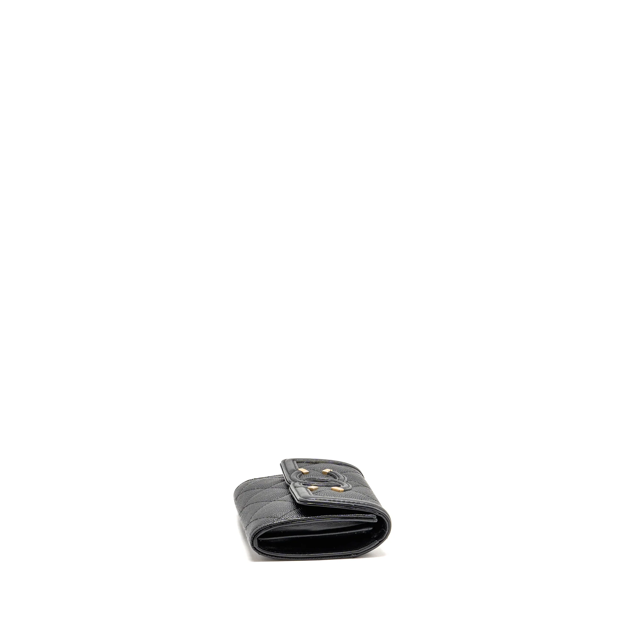 Chanel CC Filigree quilted flap card holder caviar black GHW - Image 4