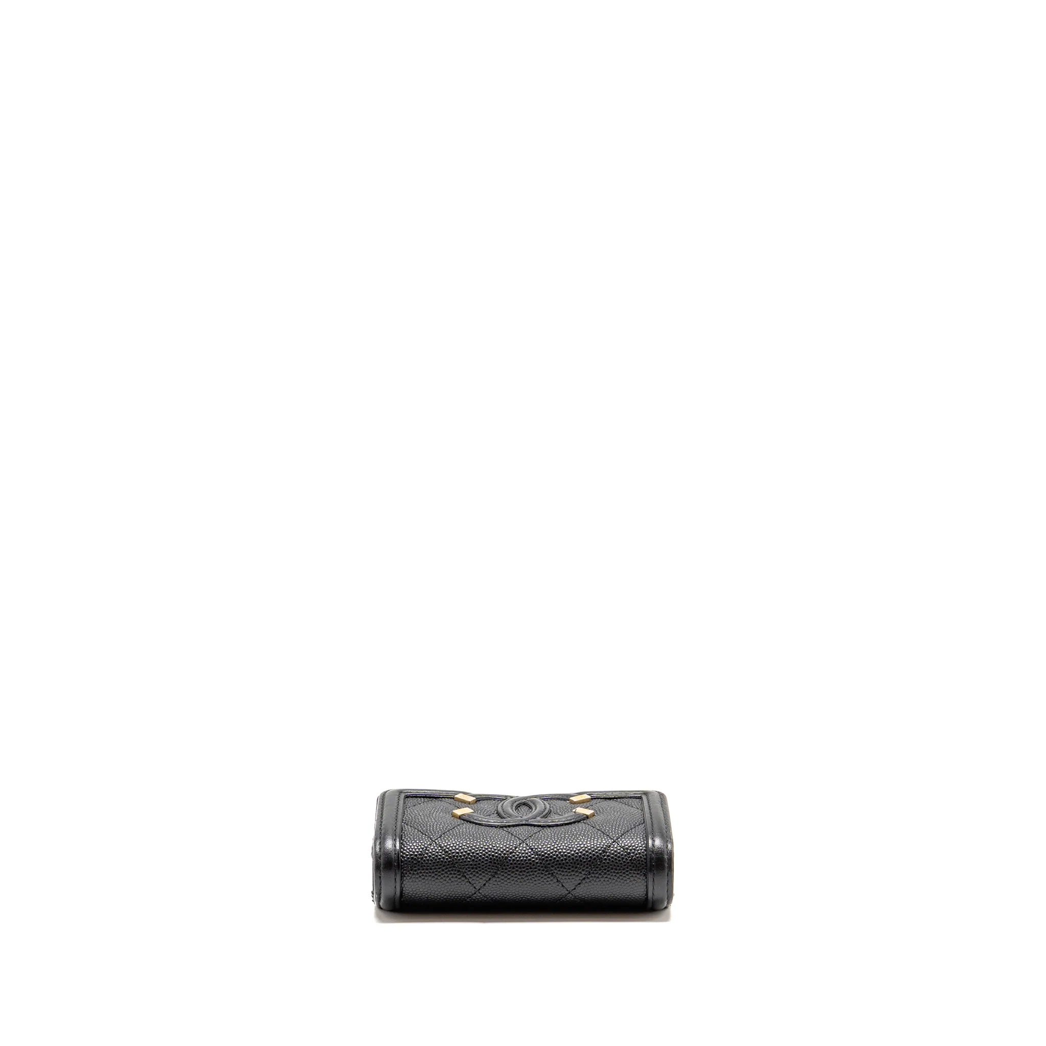 Chanel CC Filigree quilted flap card holder caviar black GHW - Image 5