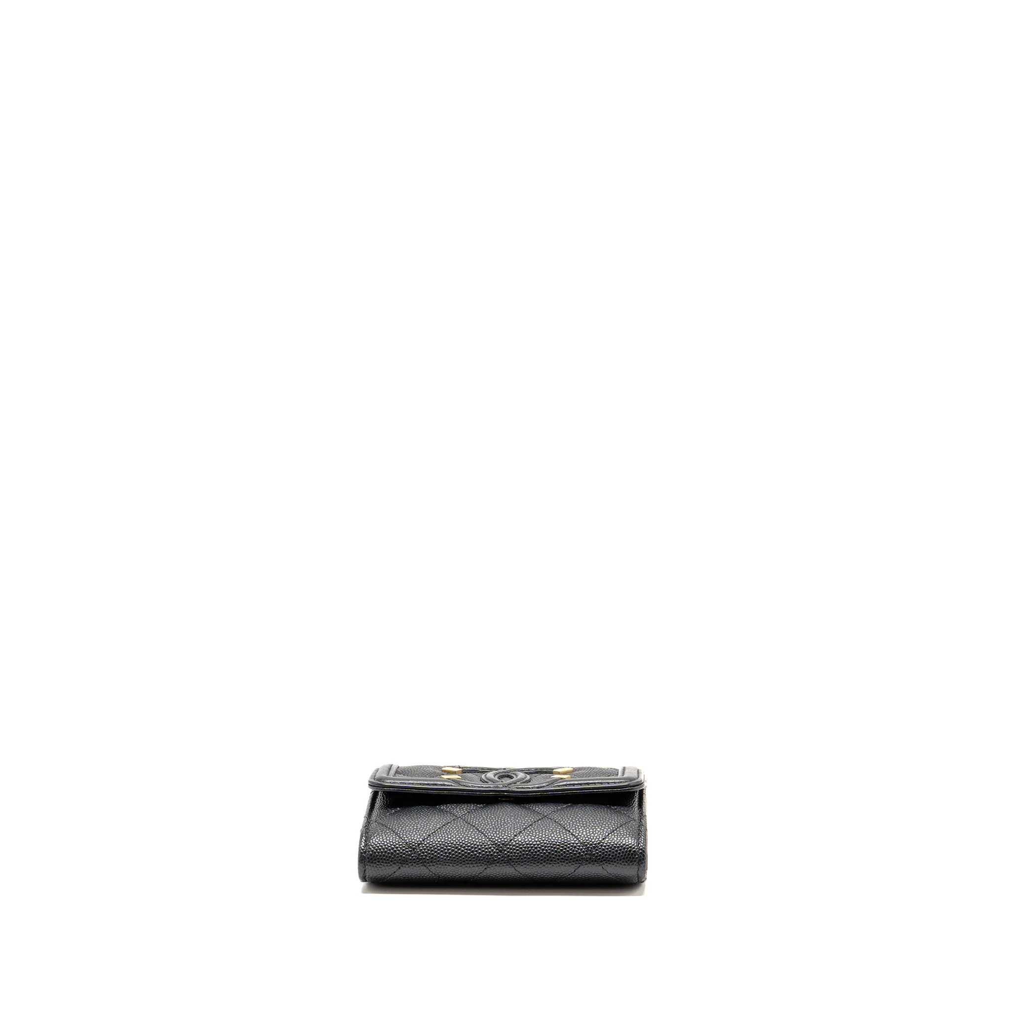 Chanel CC Filigree quilted flap card holder caviar black GHW - Image 6