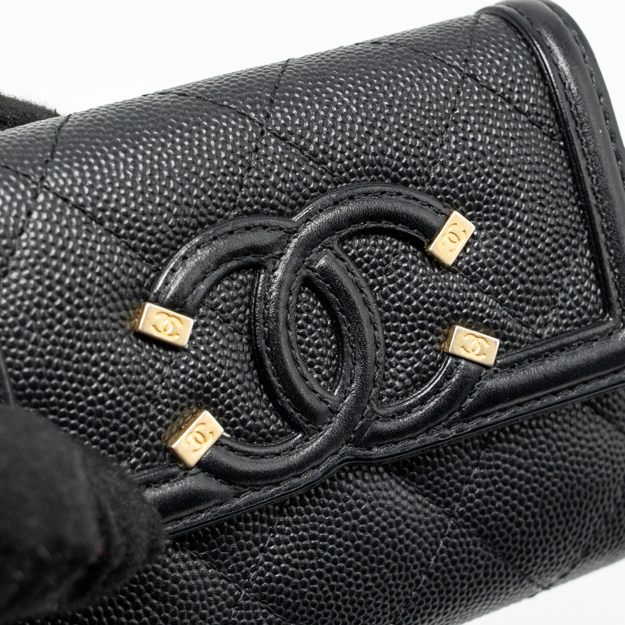 Chanel CC Filigree quilted flap card holder caviar black GHW - Image 9