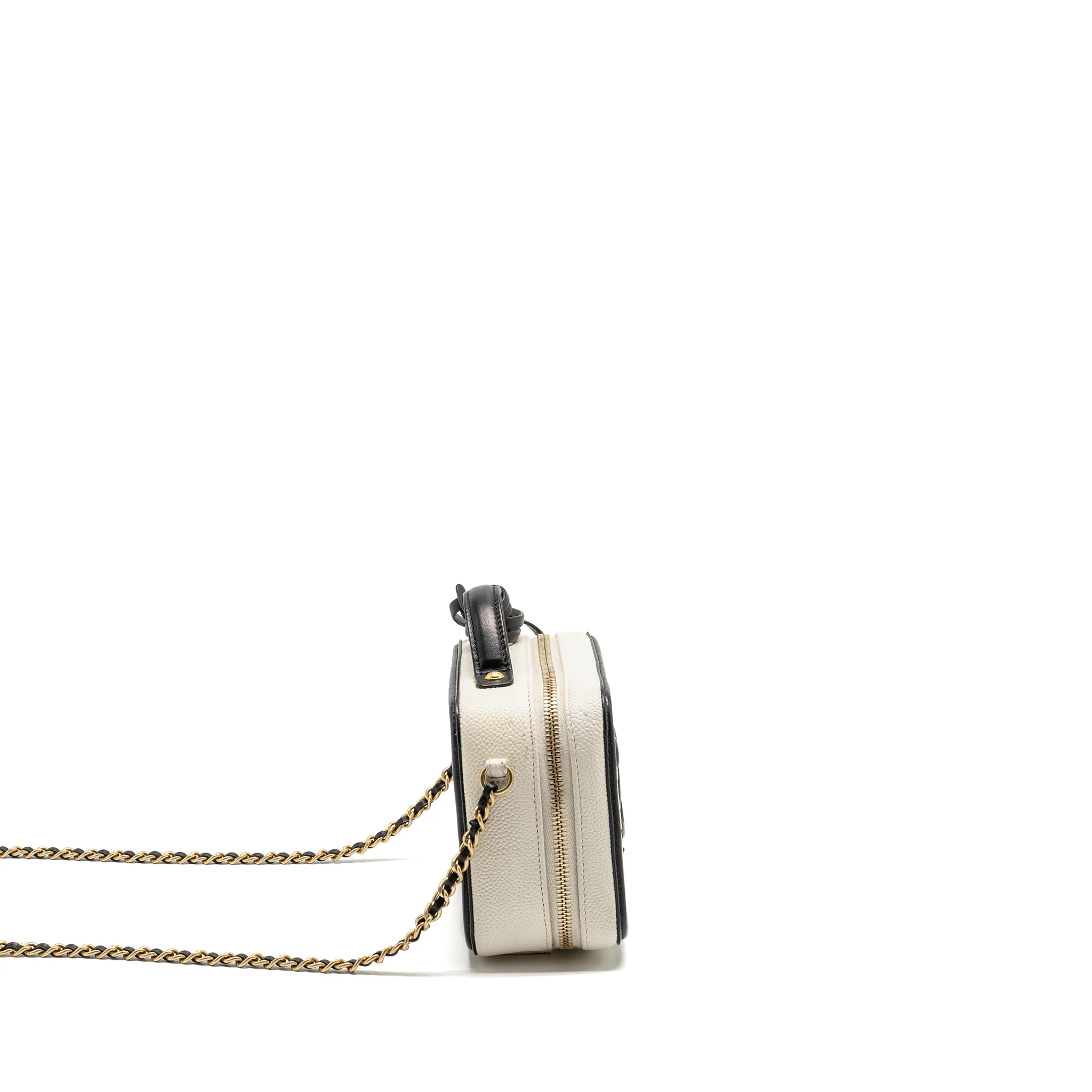 Chanel CC Filigree Vanity Case Caviar White/Black GHW - Image 3
