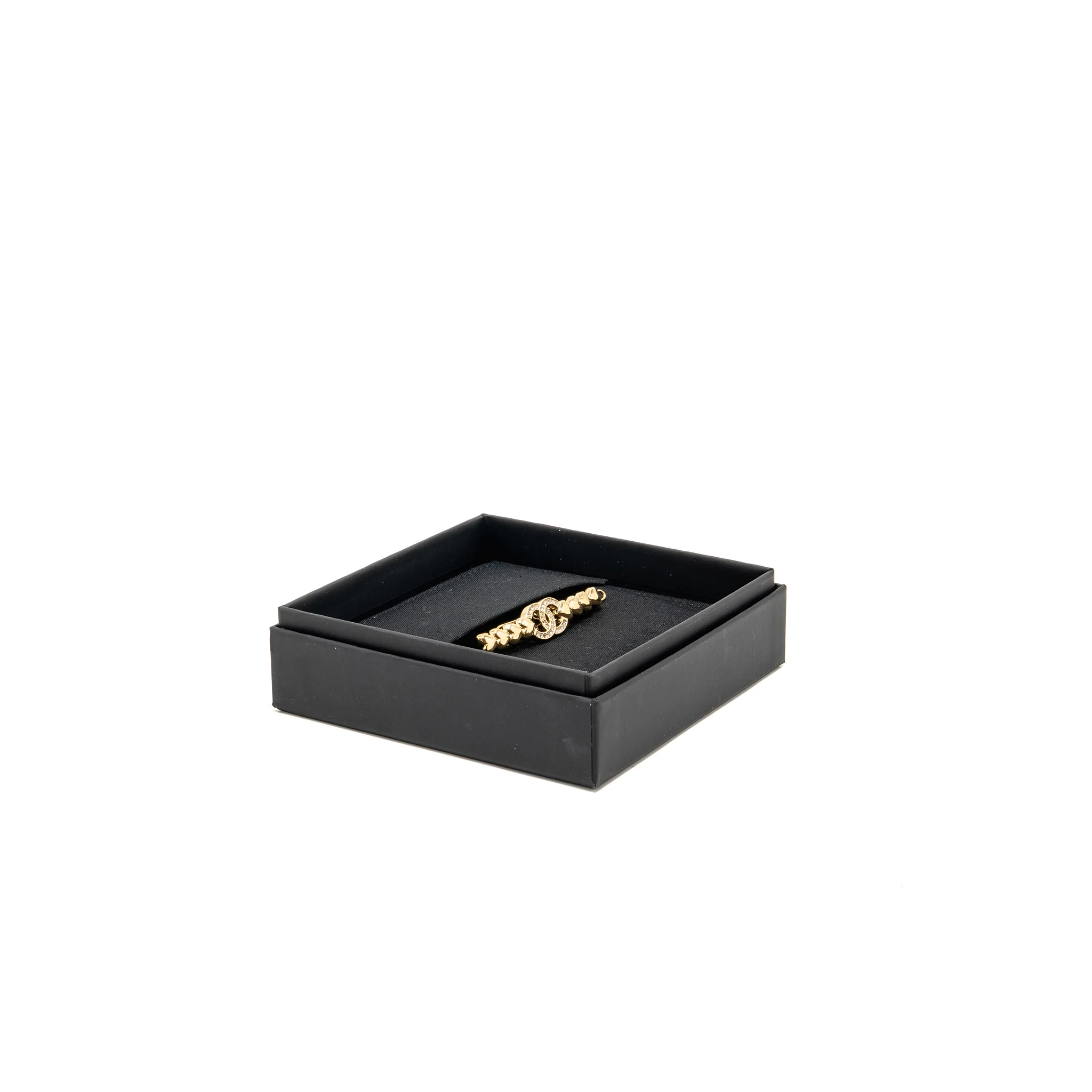 Chanel CC Heart Barrette Crystal Light Gold Tone - Image 2