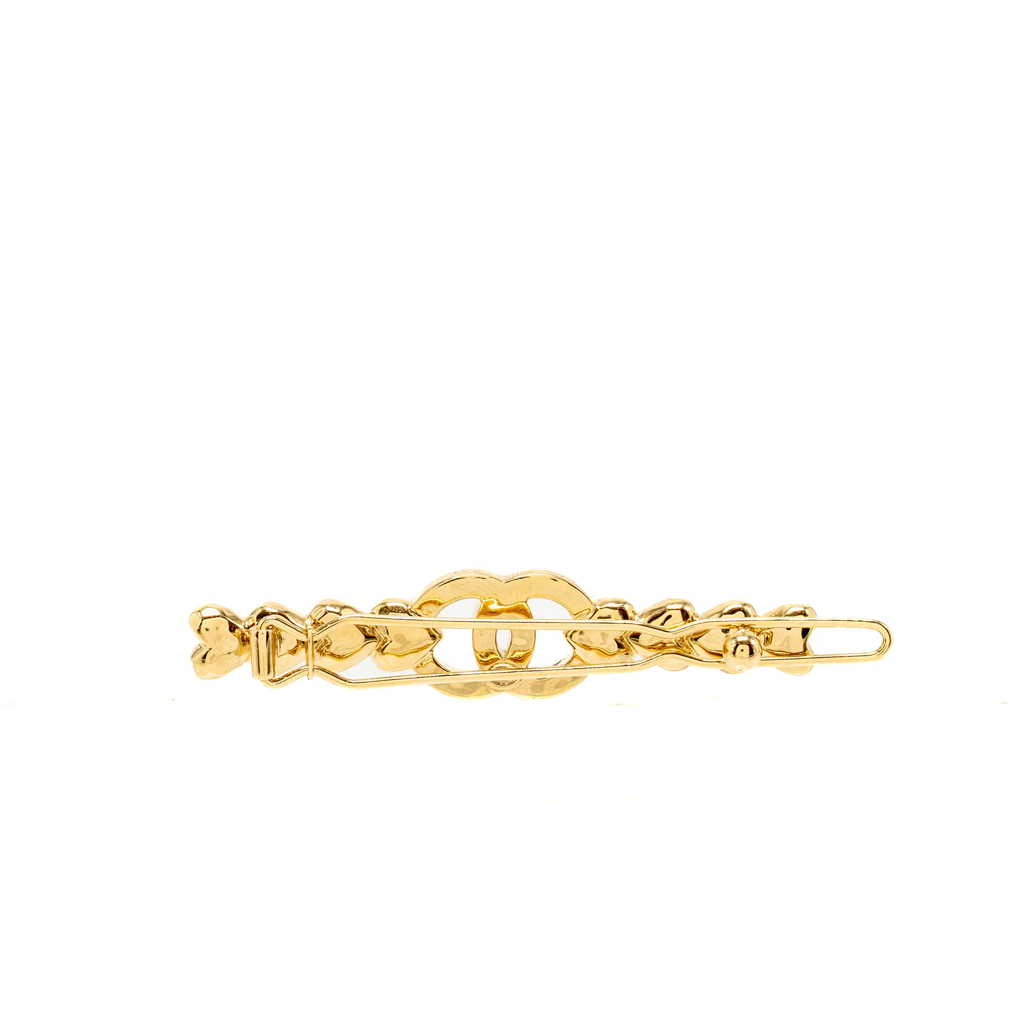 Chanel CC Heart Barrette Crystal Light Gold Tone - Image 4