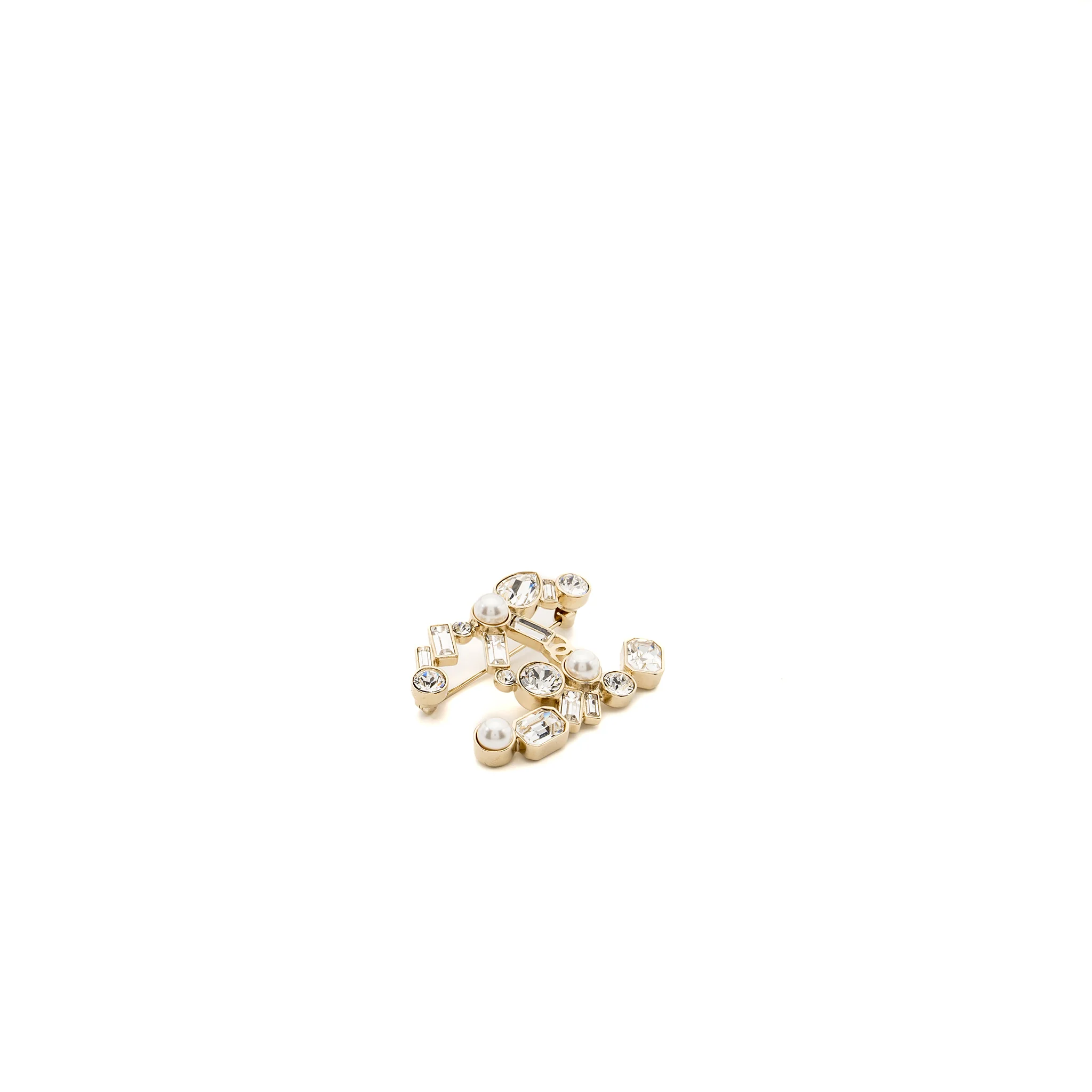 Chanel CC logo brooch Crystal/pearl LGHW - Image 3