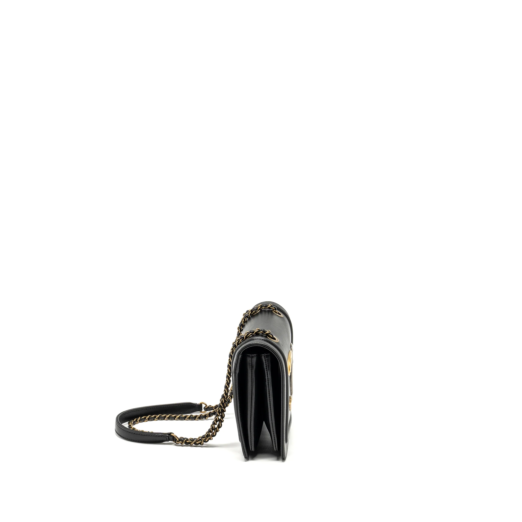 Chanel CC logo square flap bag lambskin black SHW - Image 3
