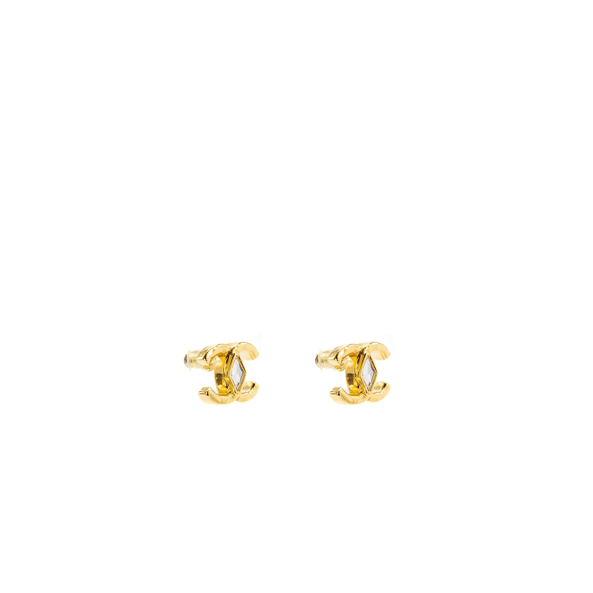 Chanel CC logo with crystal earrings gold tone - Image 3