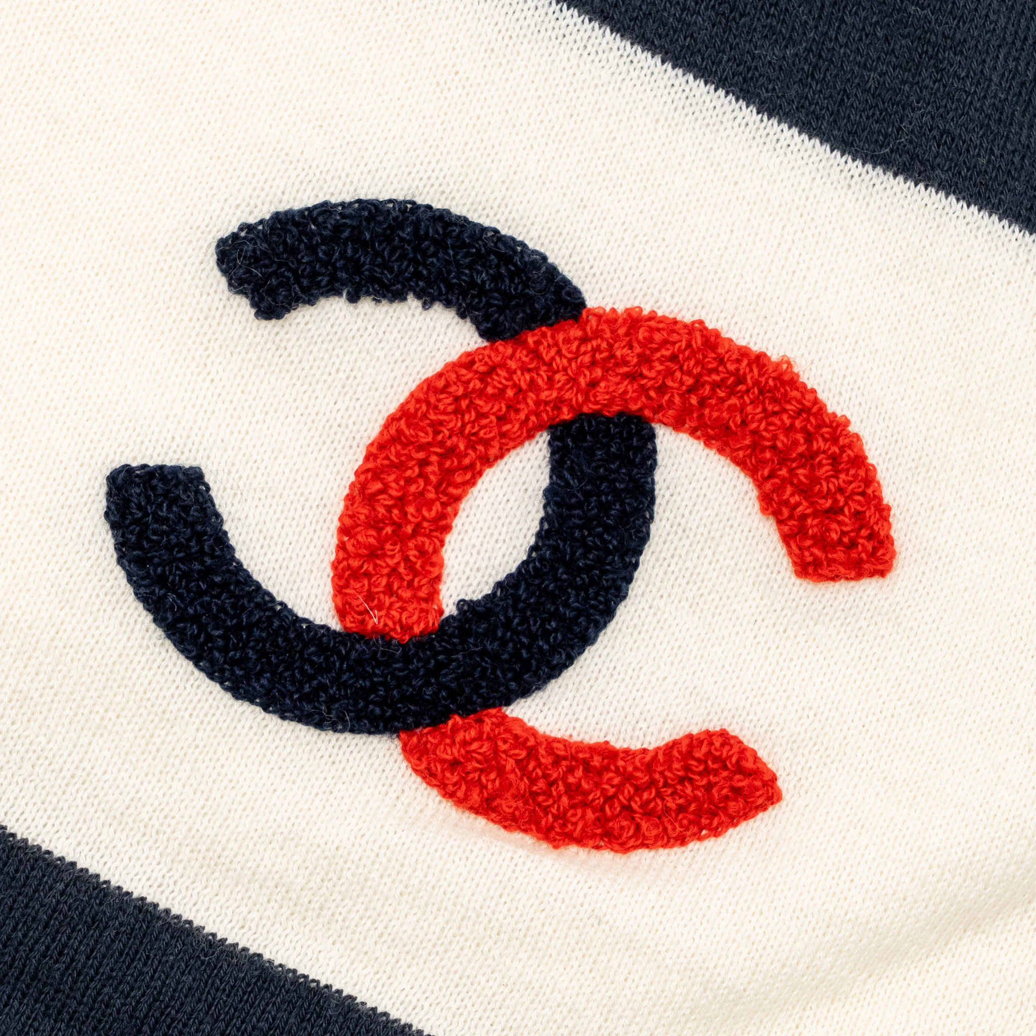 Chanel CC Scarf Cotton/Cashmere White/Blue/Red - Image 3
