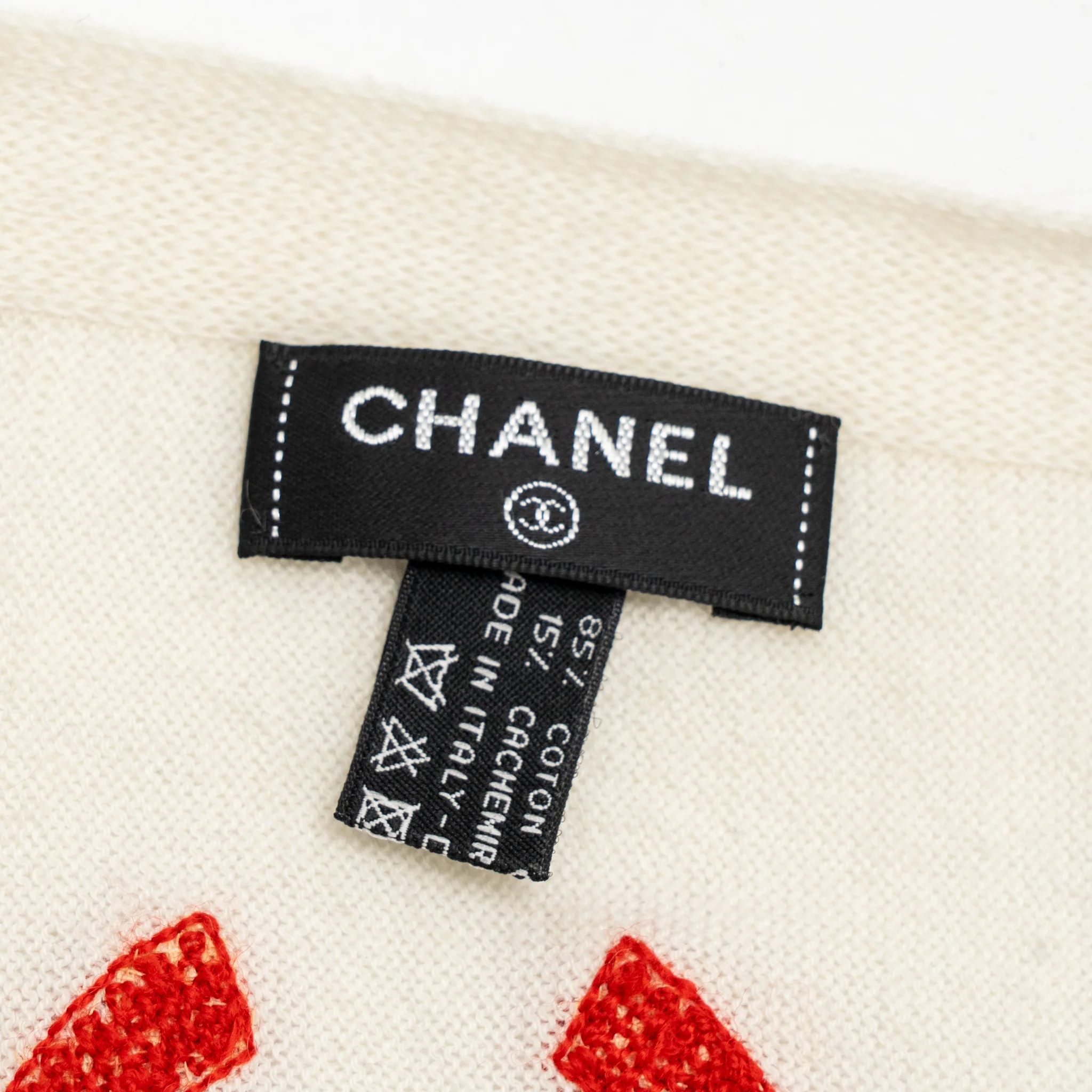 Chanel CC Scarf Cotton/Cashmere White/Blue/Red - Image 4