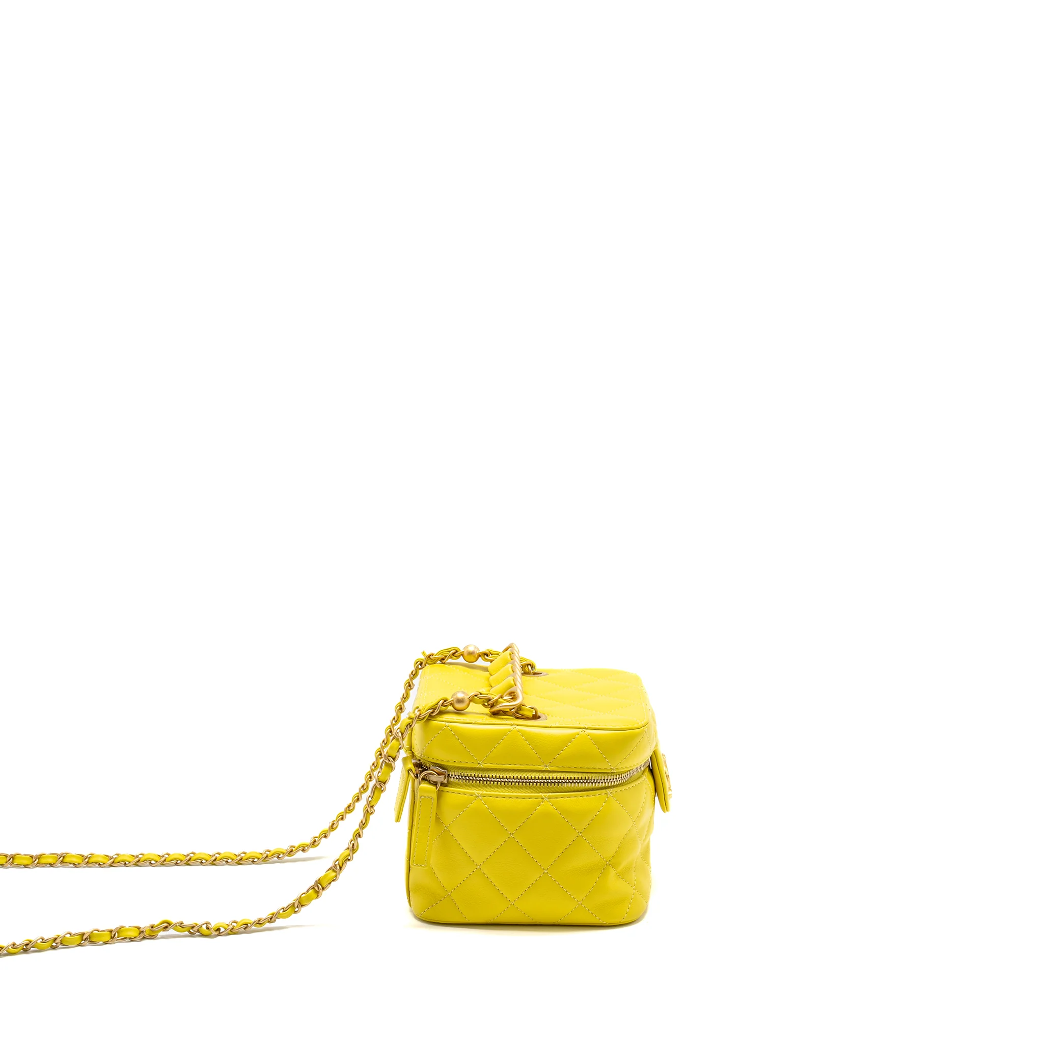 Chanel CC Vanity Case Bag Calfskin Yellow GHW (Microchip) - Image 3