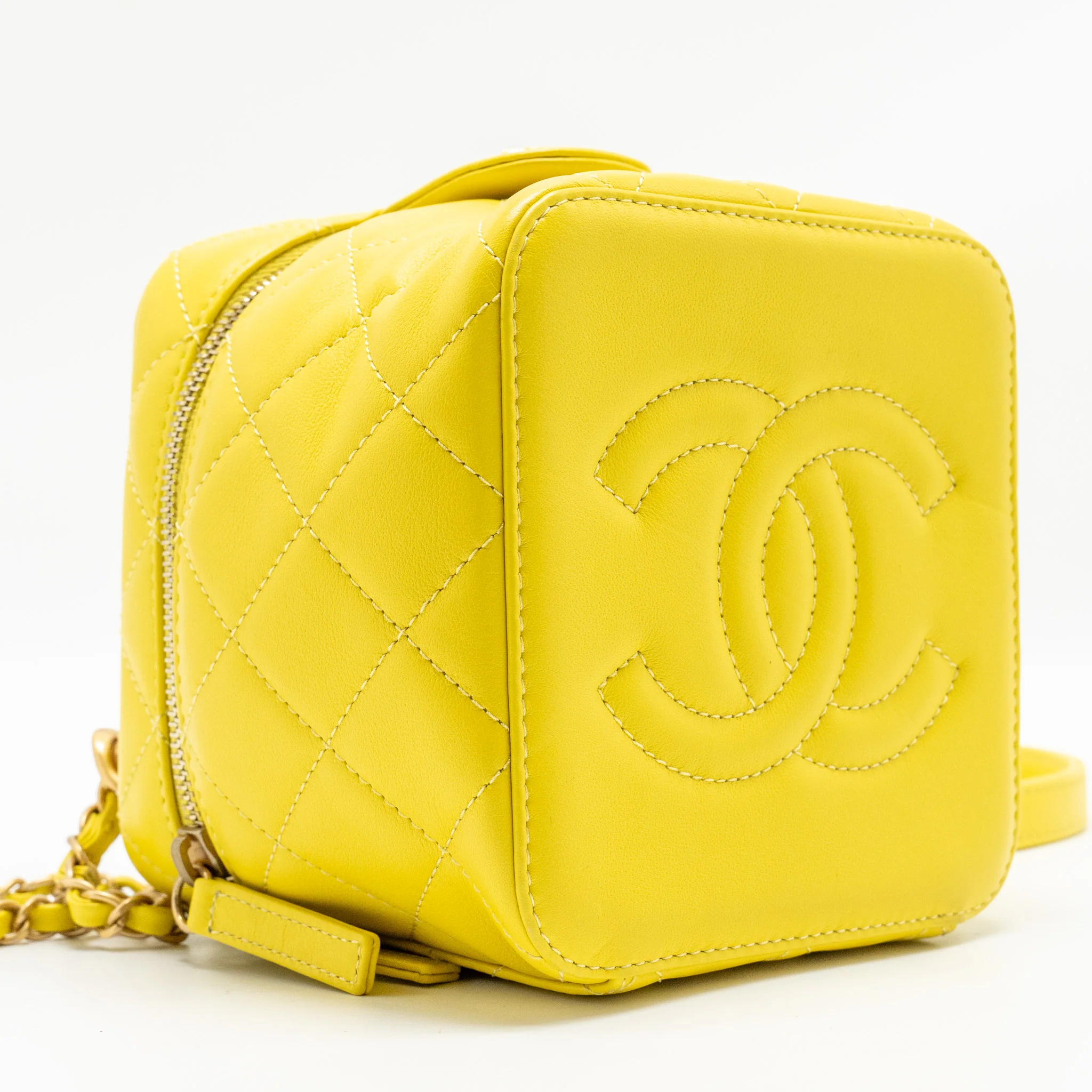 Chanel CC Vanity Case Bag Calfskin Yellow GHW (Microchip) - Image 6