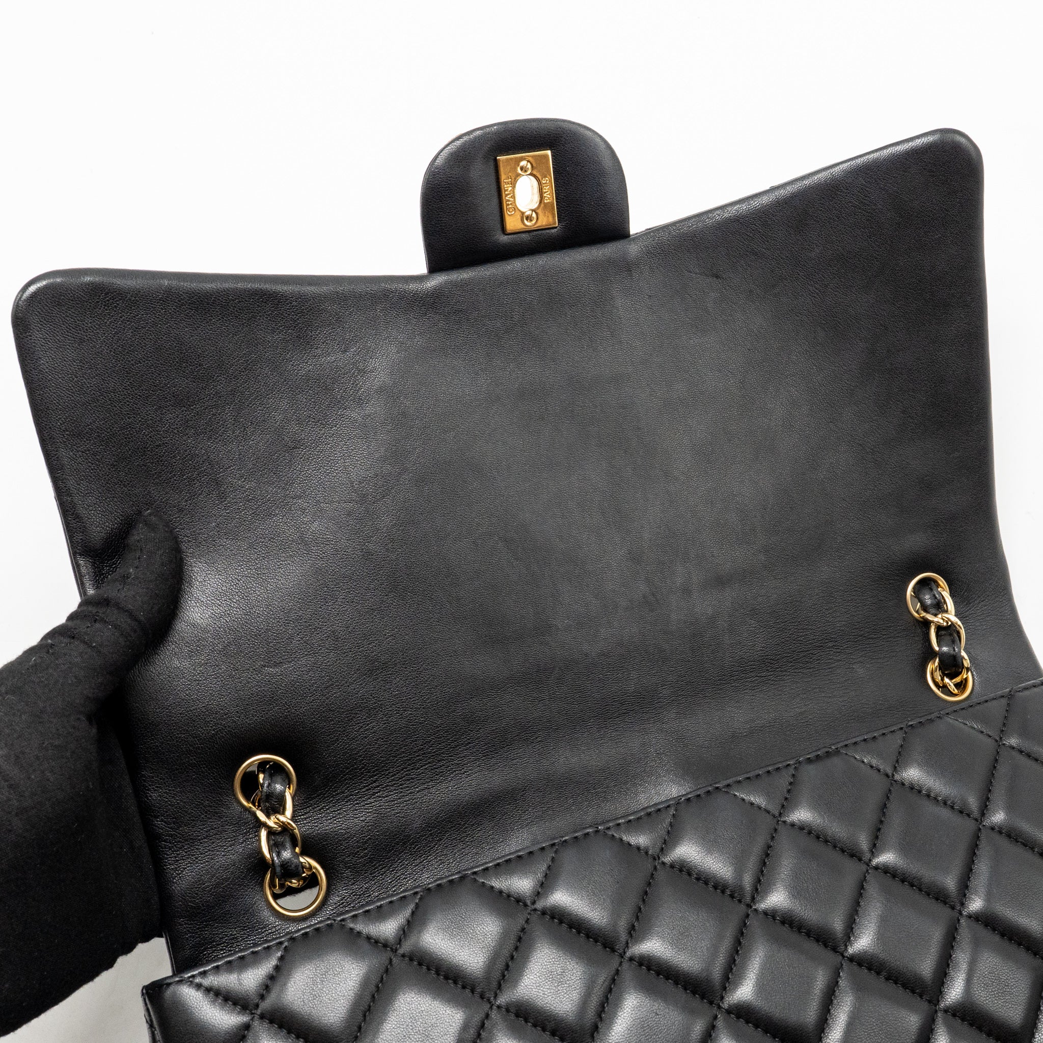 Chanel Maxi Single Flap Bag Lambskin Black GHW - Image 14