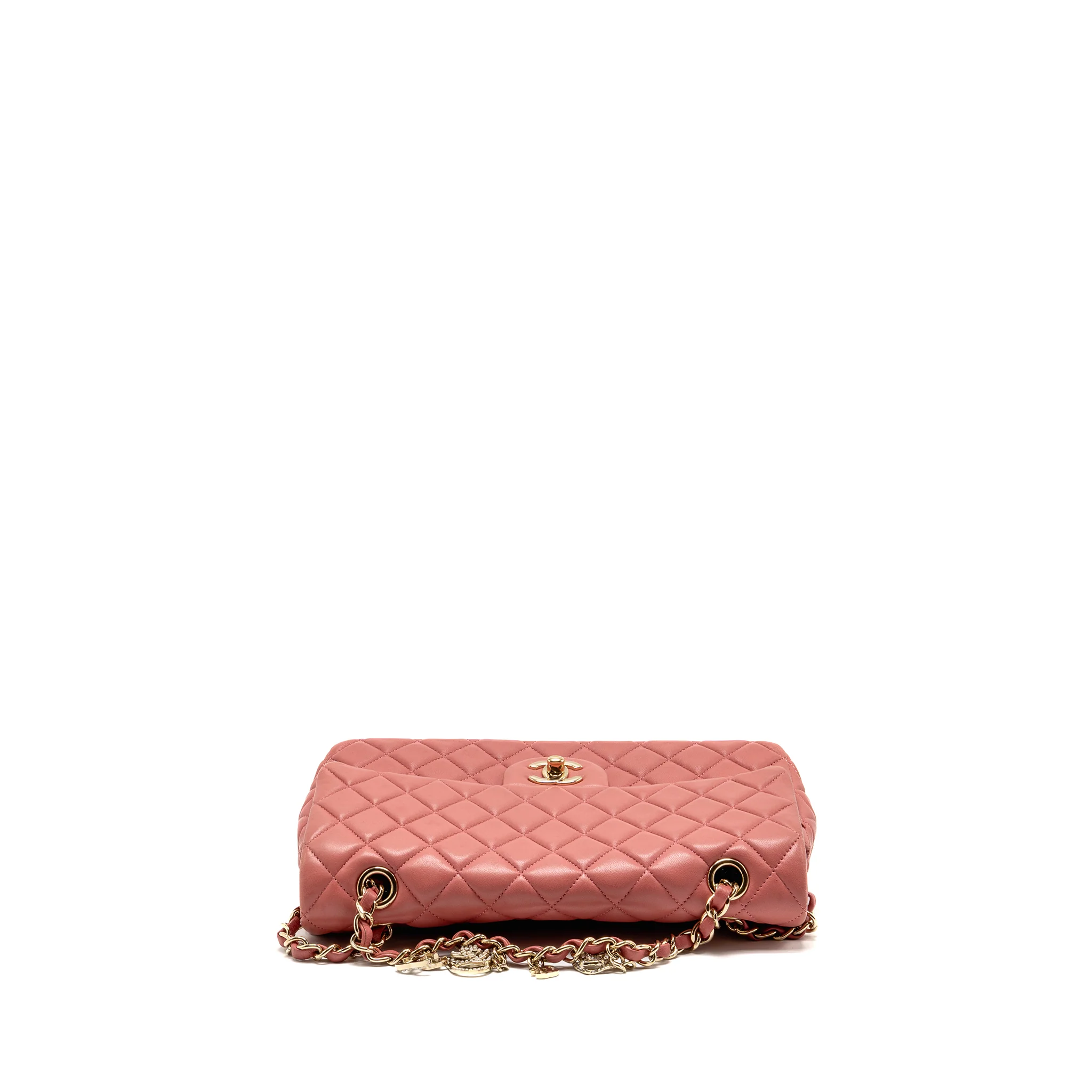 Chanel Charm chain quilted flap bag lambskin pink LGHW - Image 5