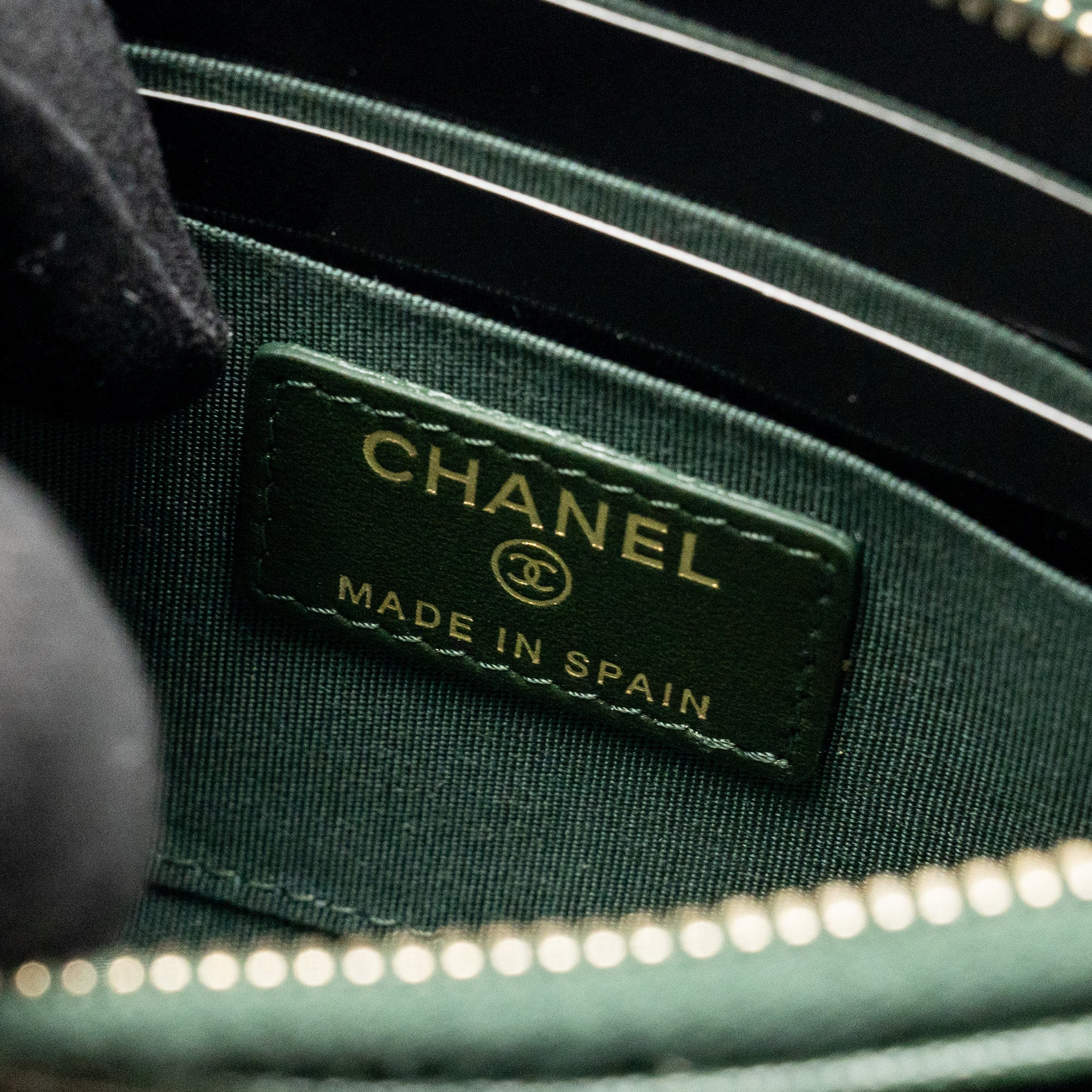 Chanel Chevron Boy Zip Pouch Caviar dark green GHW - Image 10