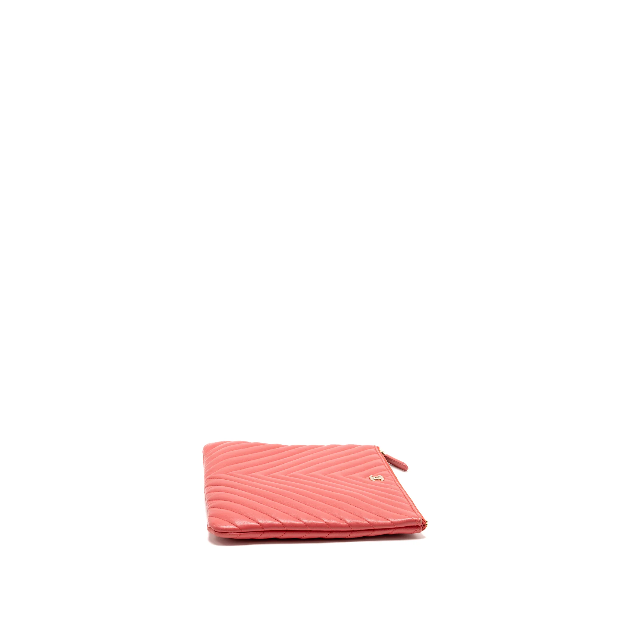 Chanel Chevron Clutch Lambskin Pink GHW - Image 4