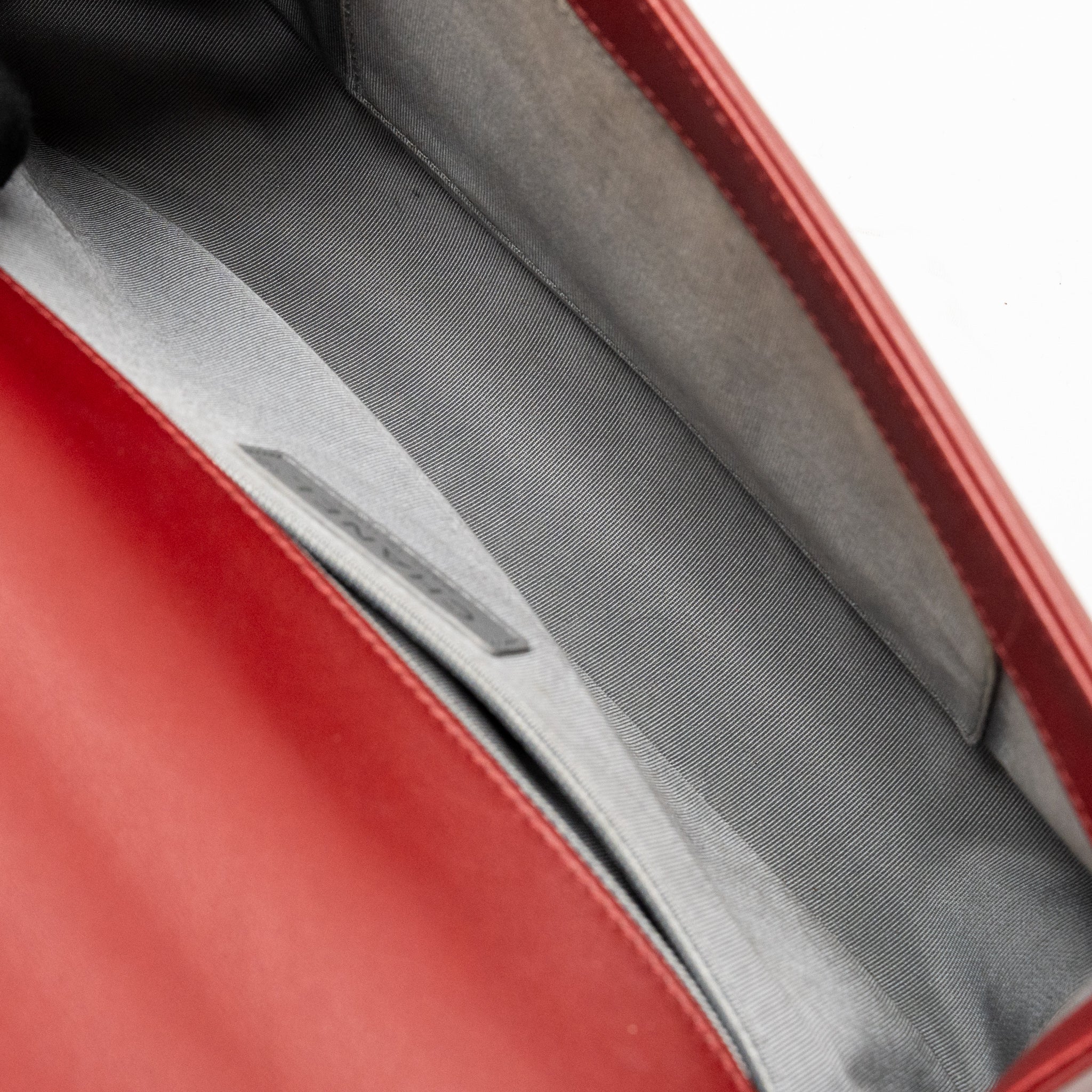 Chanel Chevron New Medium Boy Bag Calfskin Red Ruthenium Hardware - Image 16