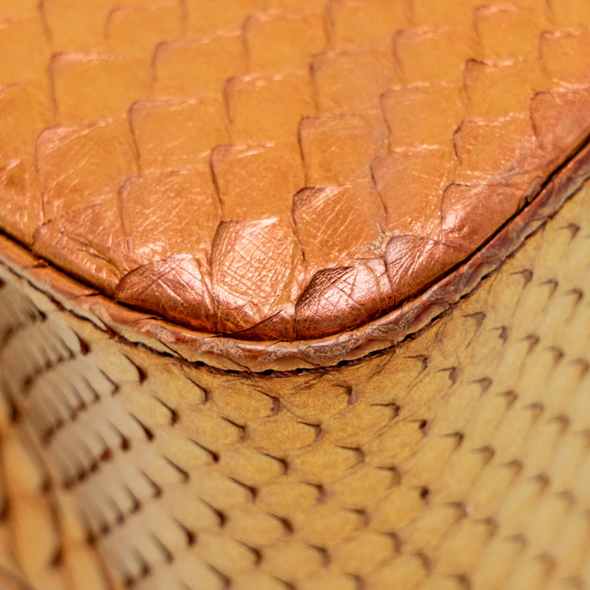 Chanel Classic double flap bag python leather orange SHW - Image 11