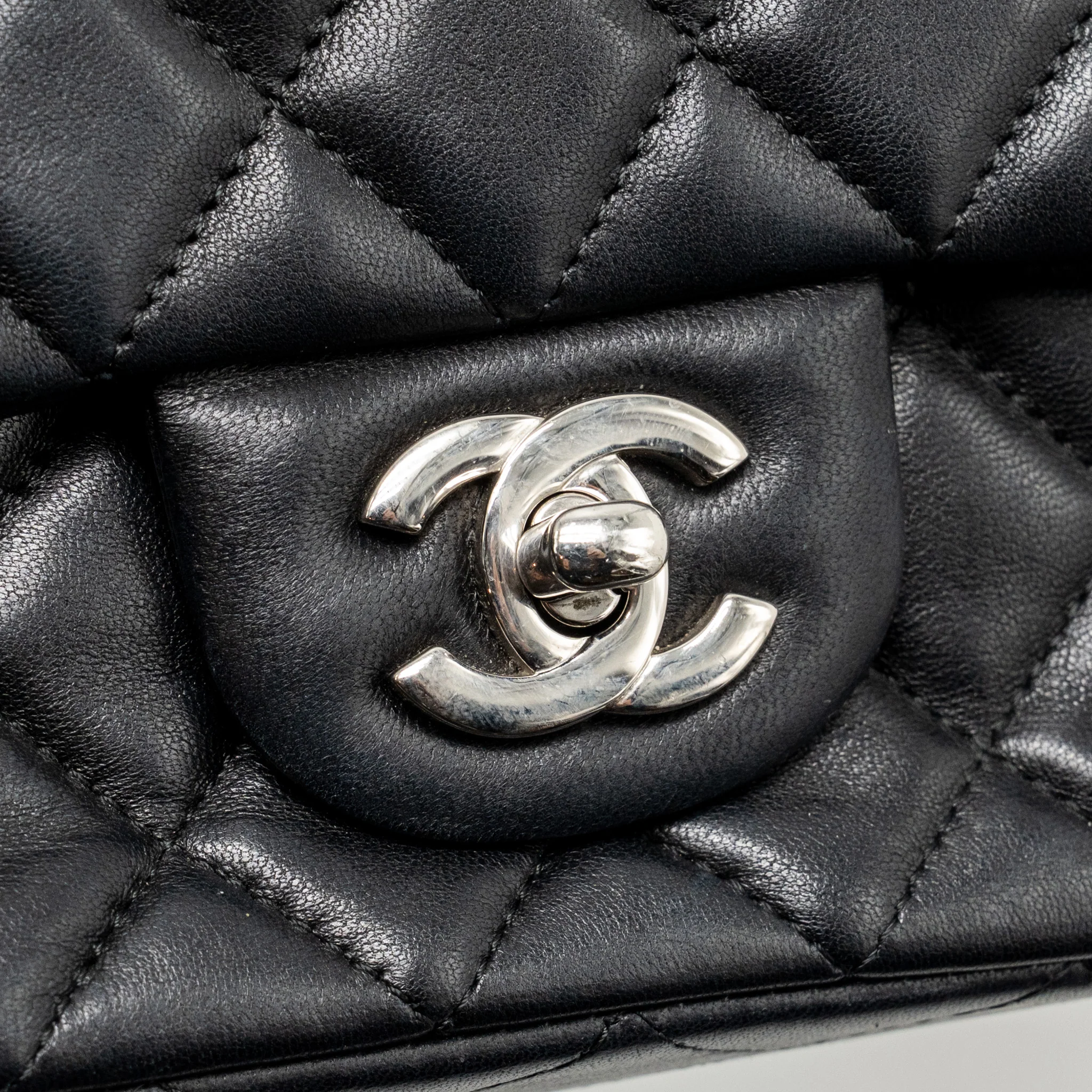 Chanel classic mini rectangular flap bag lambskin black SHW - Image 13