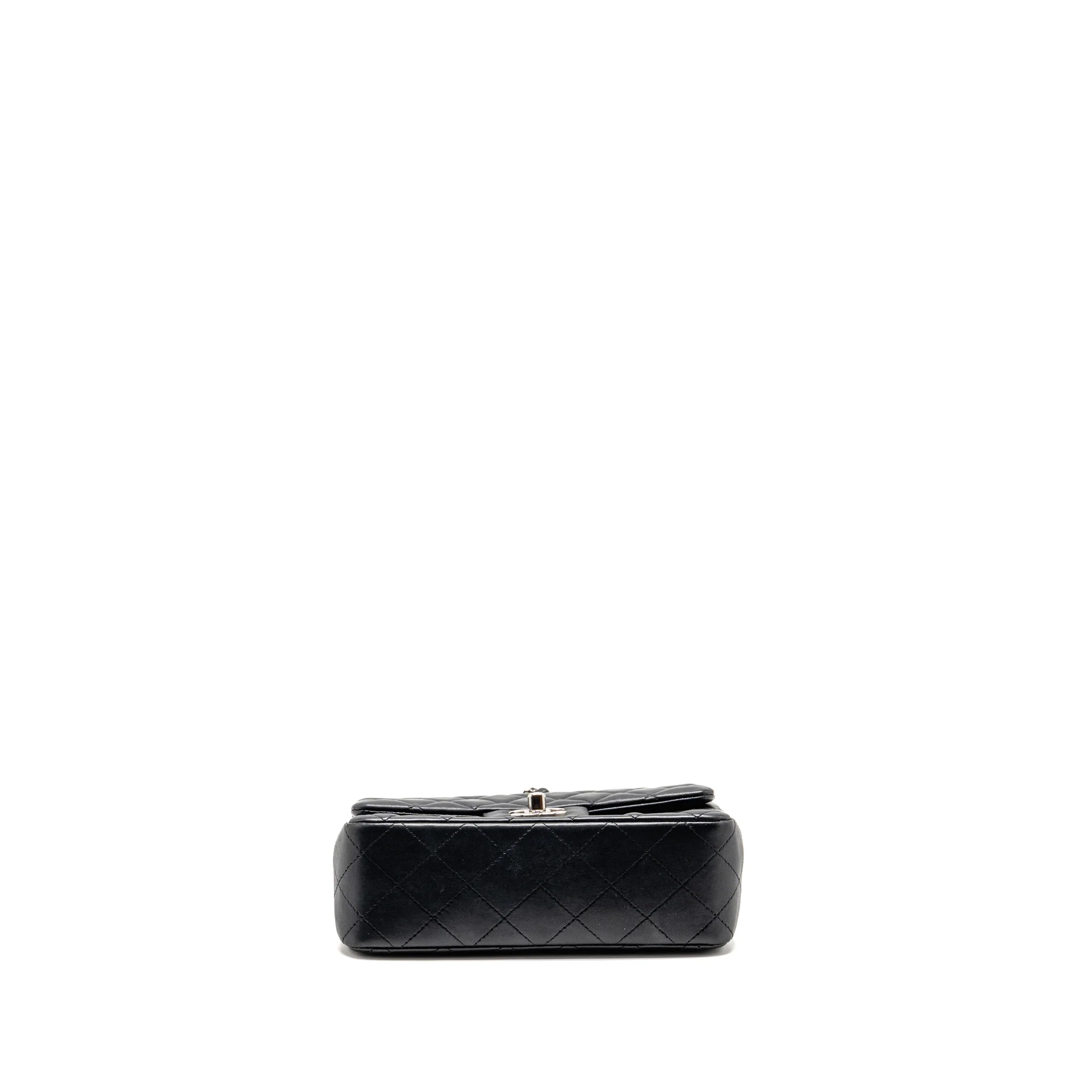 Chanel classic mini rectangular flap bag lambskin black SHW - Image 6