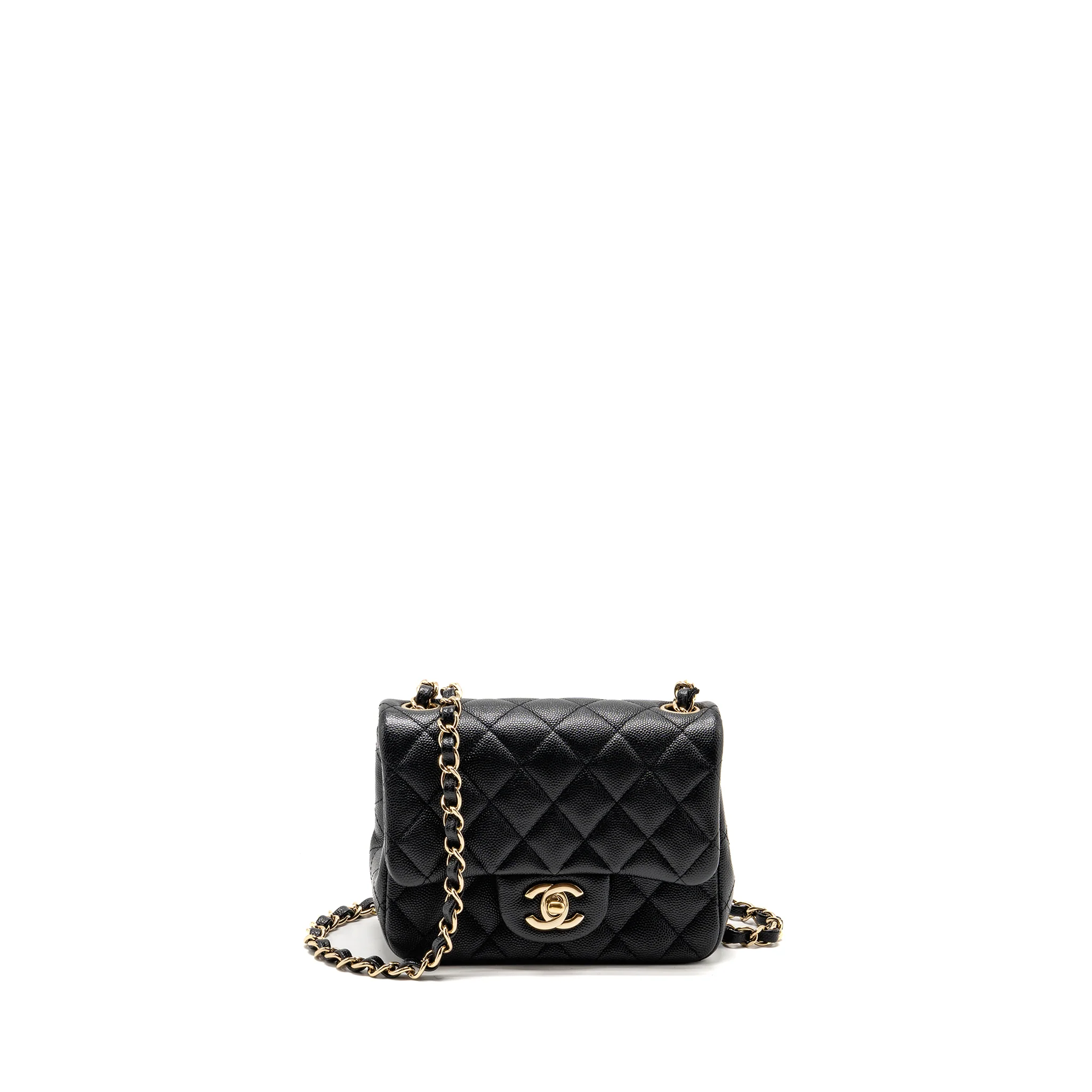 Chanel classic mini square flap bag caviar black LGHW