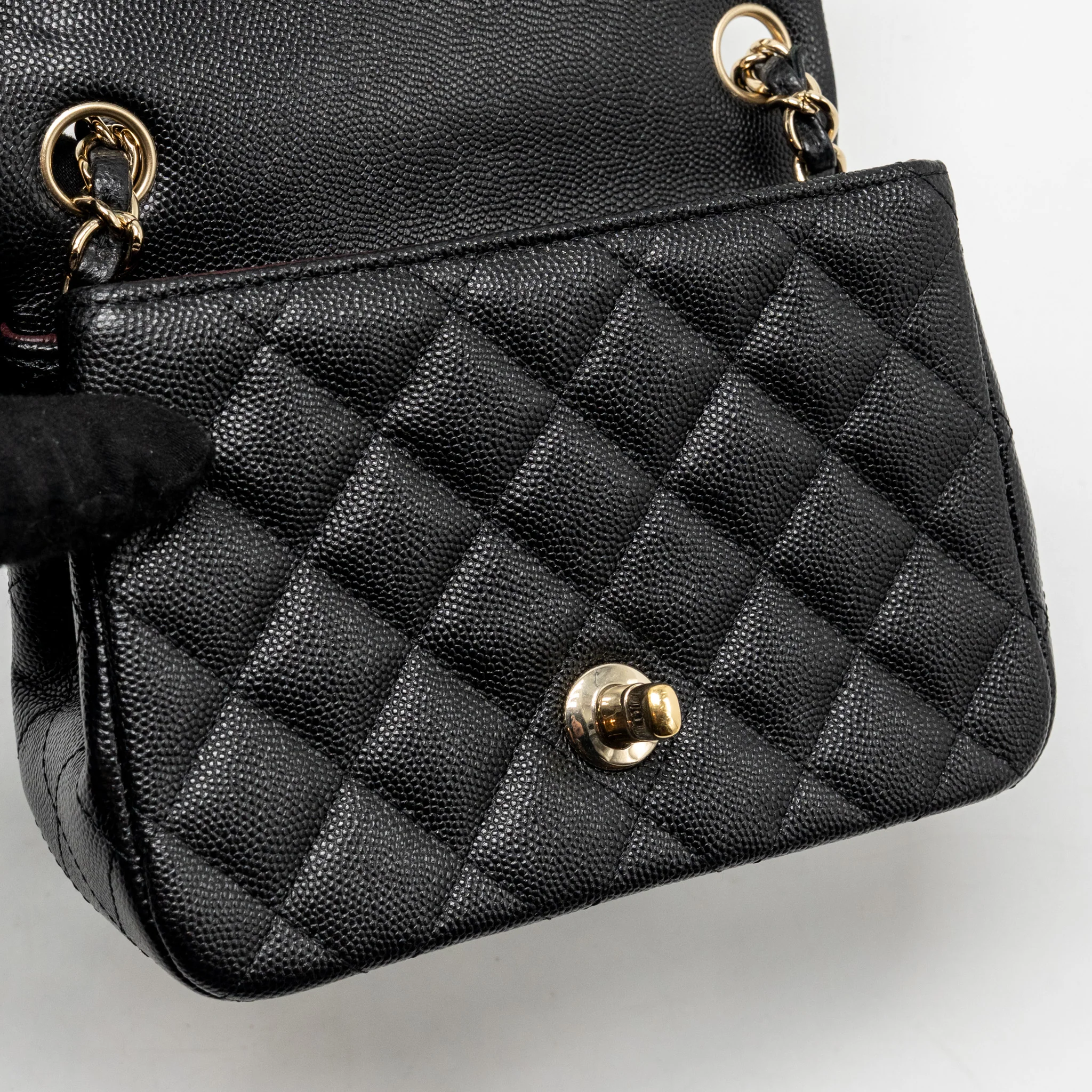 Chanel classic mini square flap bag caviar black LGHW - Image 14