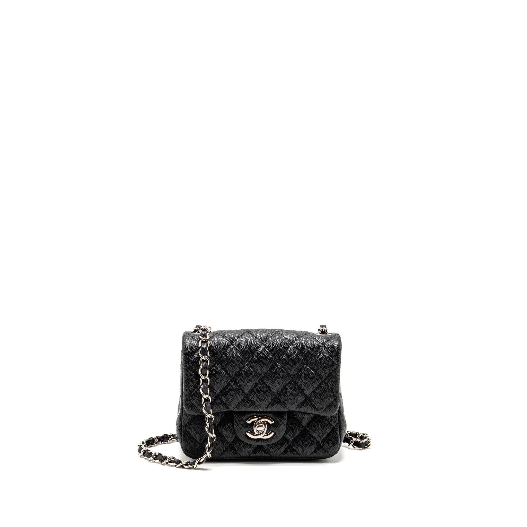 Chanel Classic Mini Square flap Bag Caviar Black SHW