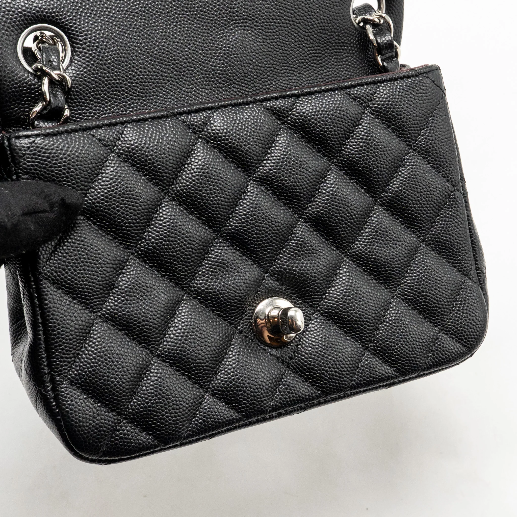 Chanel Classic Mini Square flap Bag Caviar Black SHW - Image 14