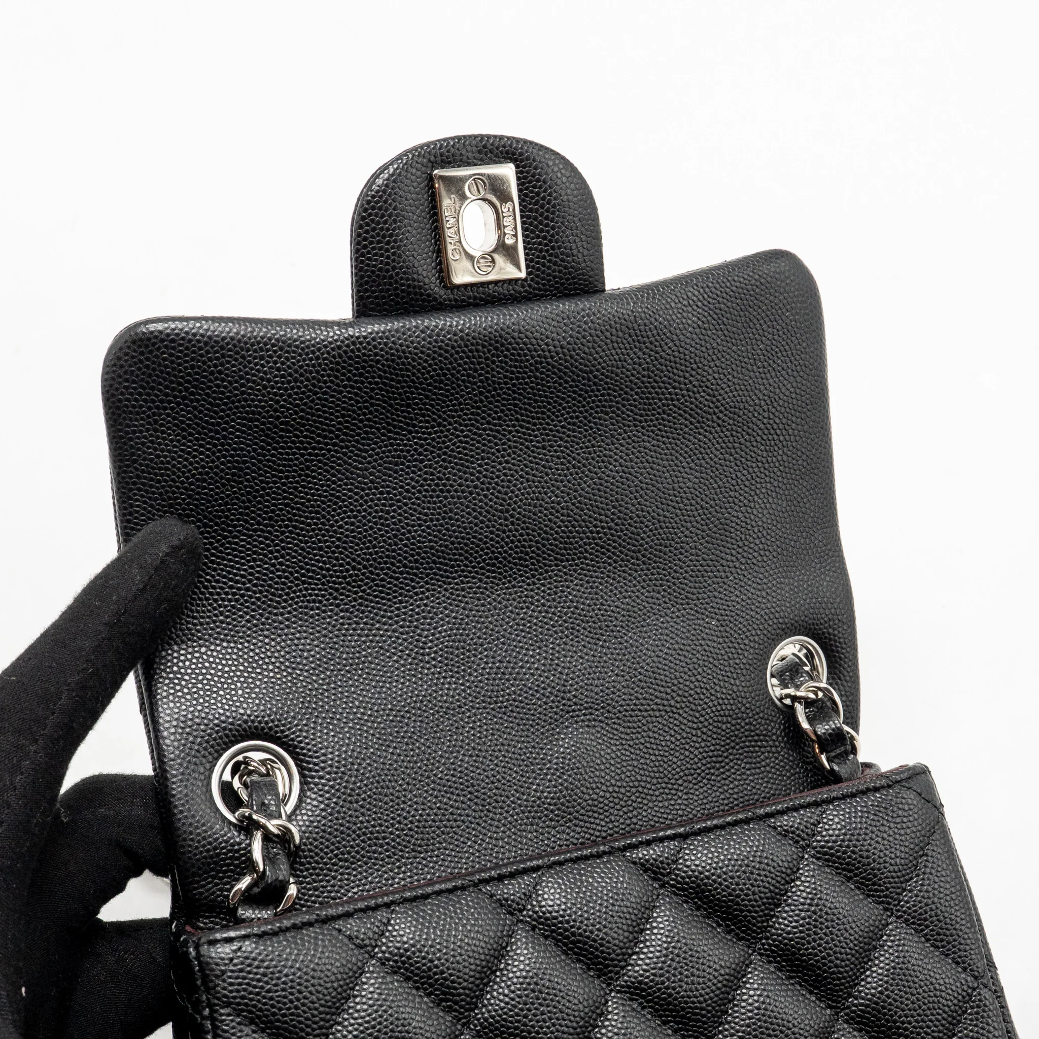 Chanel Classic Mini Square flap Bag Caviar Black SHW - Image 15