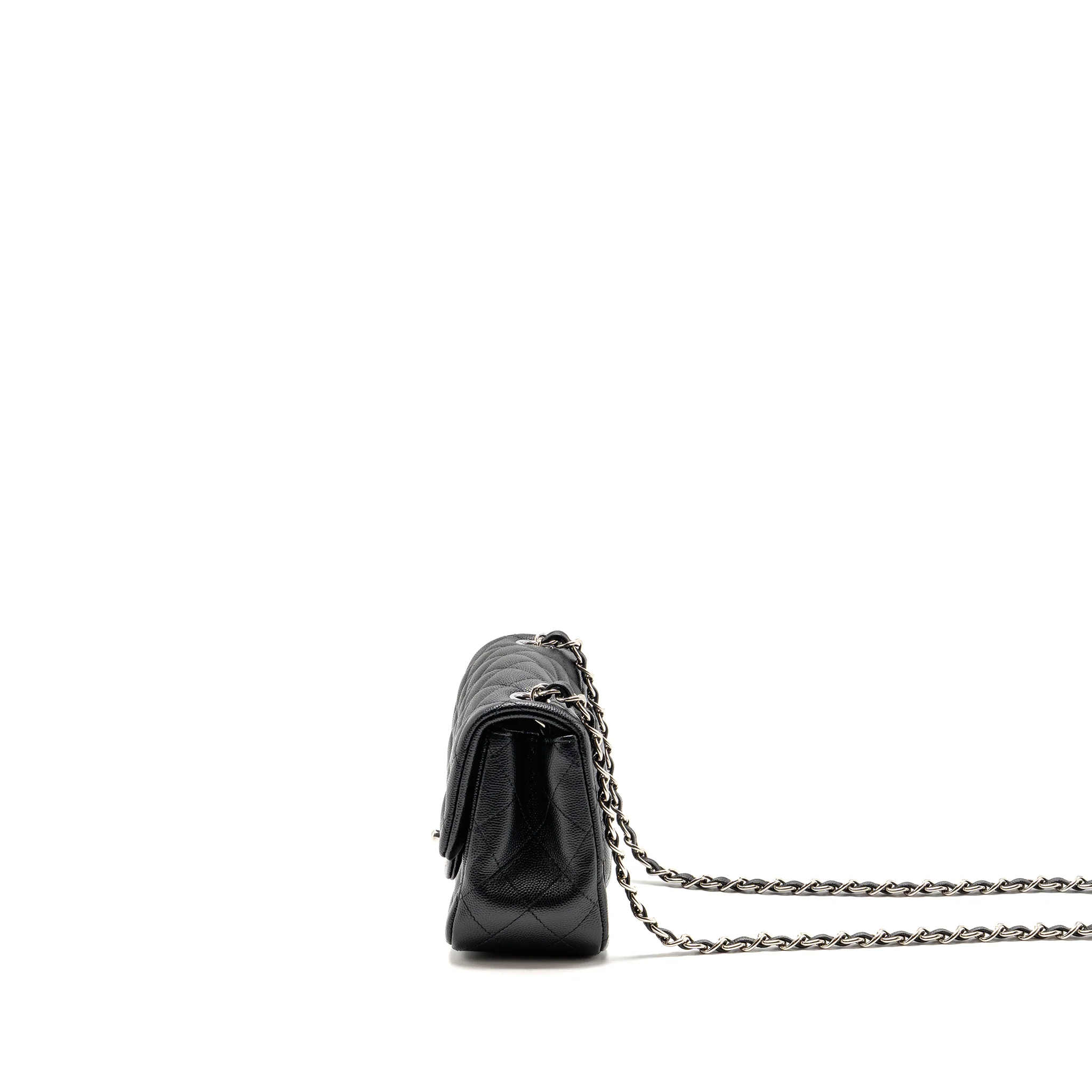 Chanel Classic Mini Square flap Bag Caviar Black SHW - Image 4