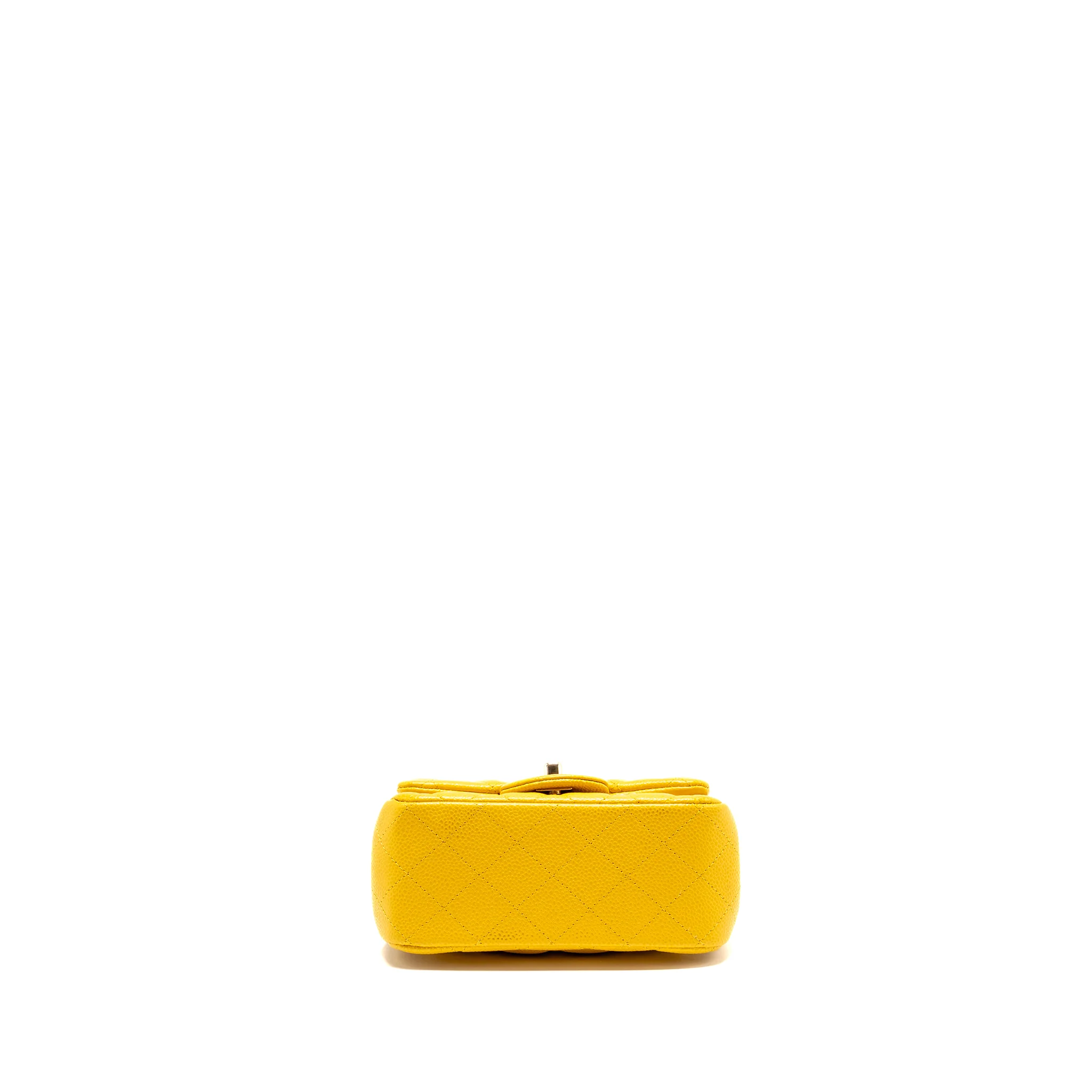 Chanel Classic mini square flap bag caviar yellow LGHW - Image 6
