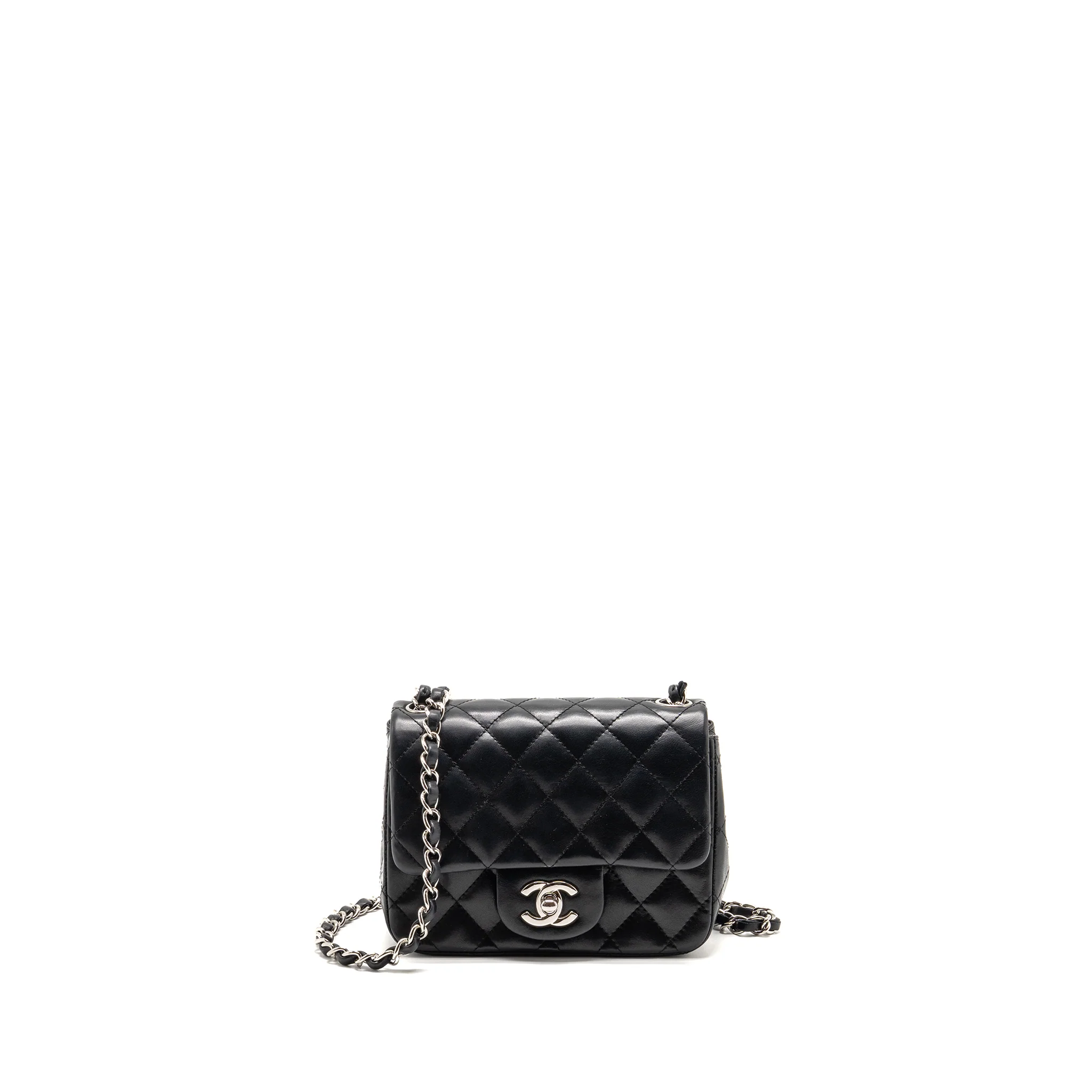 Chanel Classic Mini Square Flap Bag Lambskin Black SHW
