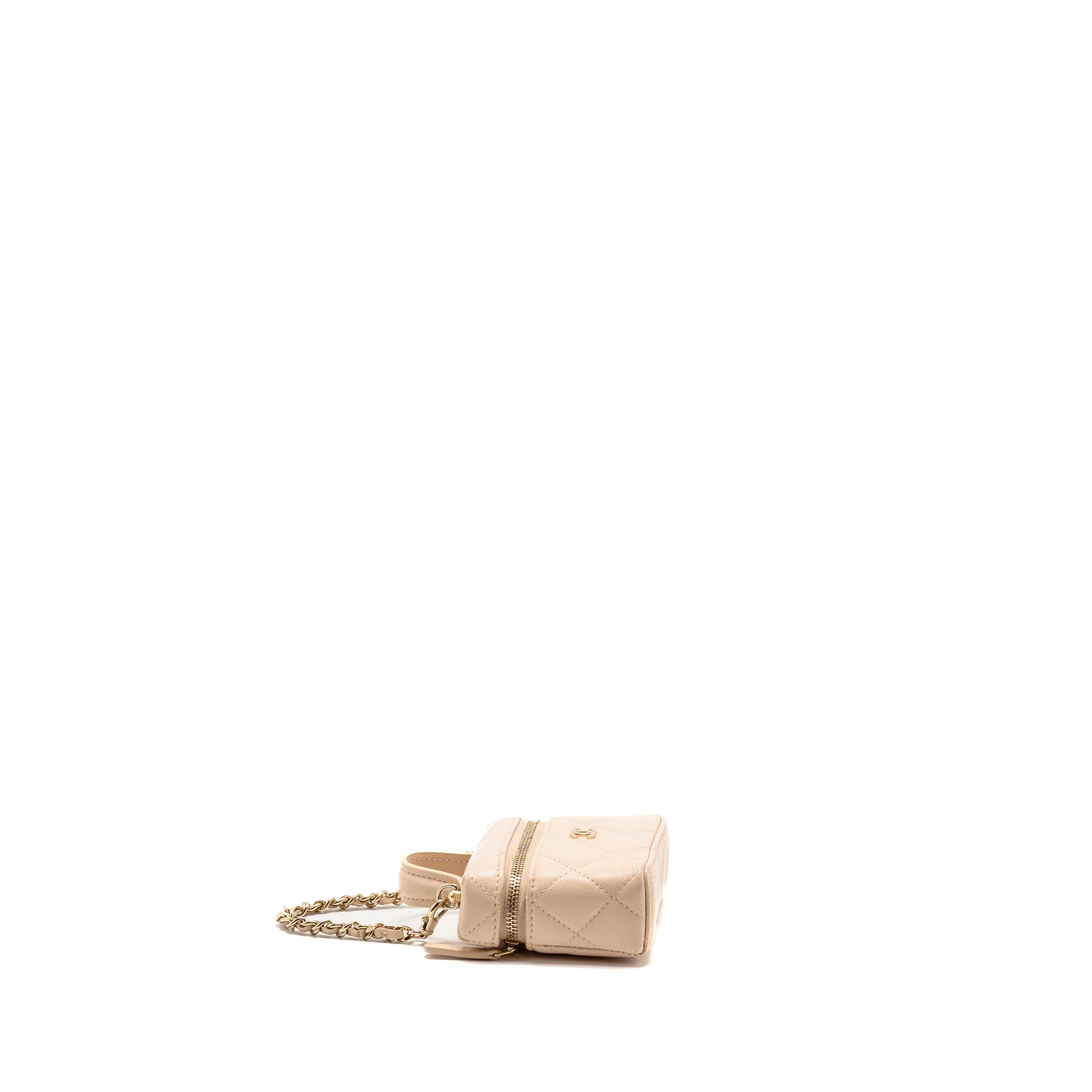 Chanel Classic Mini Vanity Bag Charm Grained Shiny Calfskin Light Pink LGHW (Microchip) - Image 3