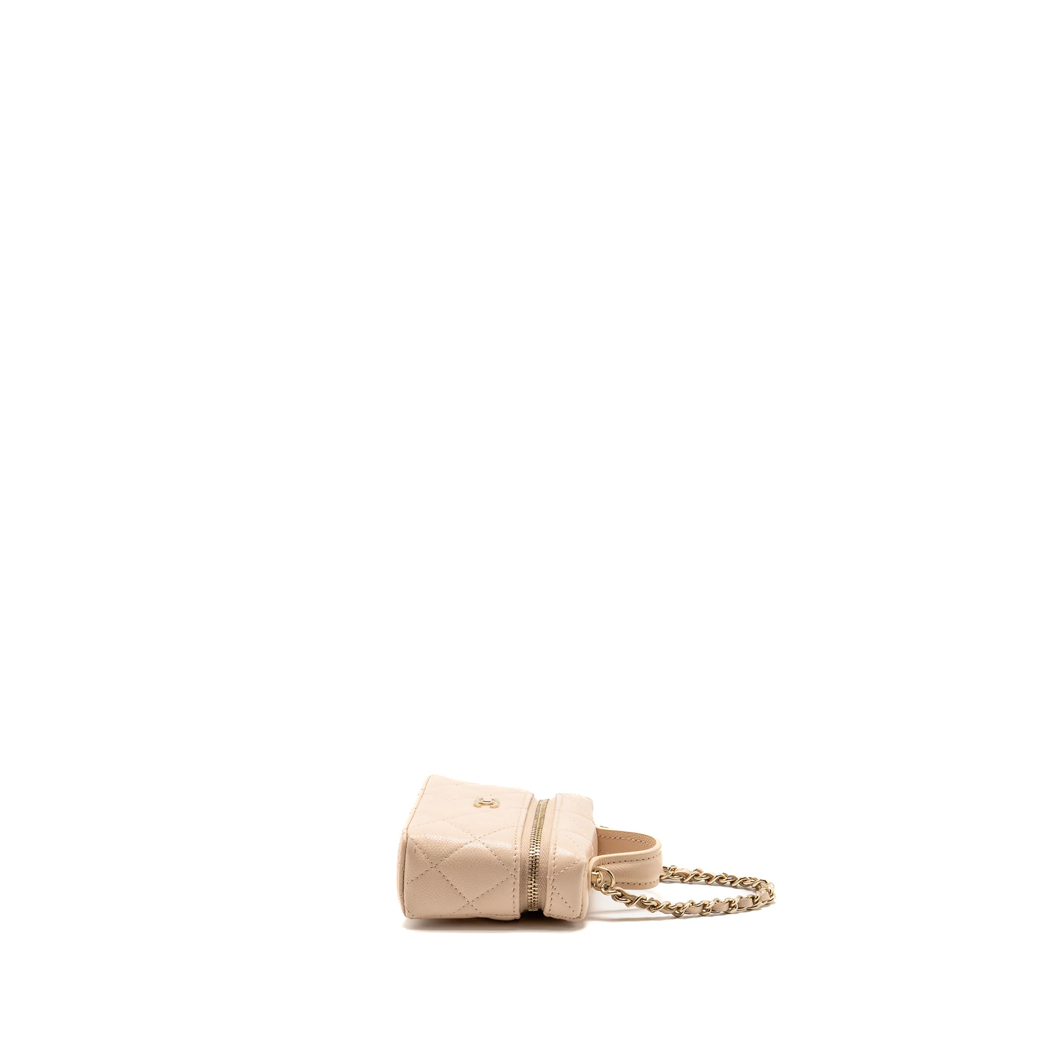 Chanel Classic Mini Vanity Bag Charm Grained Shiny Calfskin Light Pink LGHW (Microchip) - Image 4