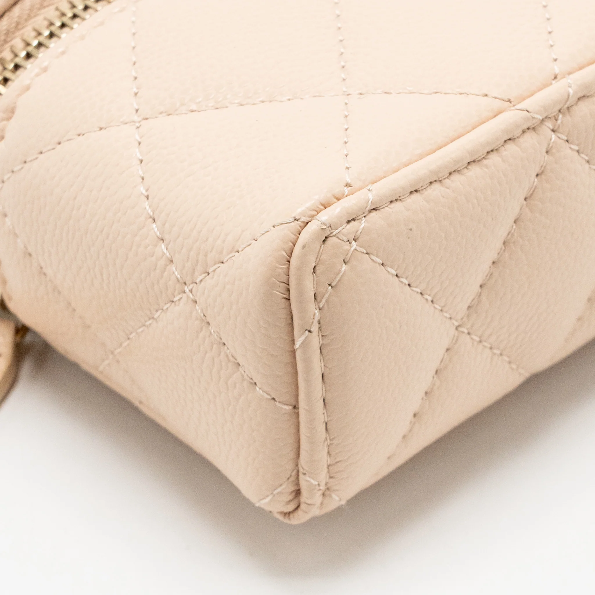 Chanel Classic Mini Vanity Bag Charm Grained Shiny Calfskin Light Pink LGHW (Microchip) - Image 7