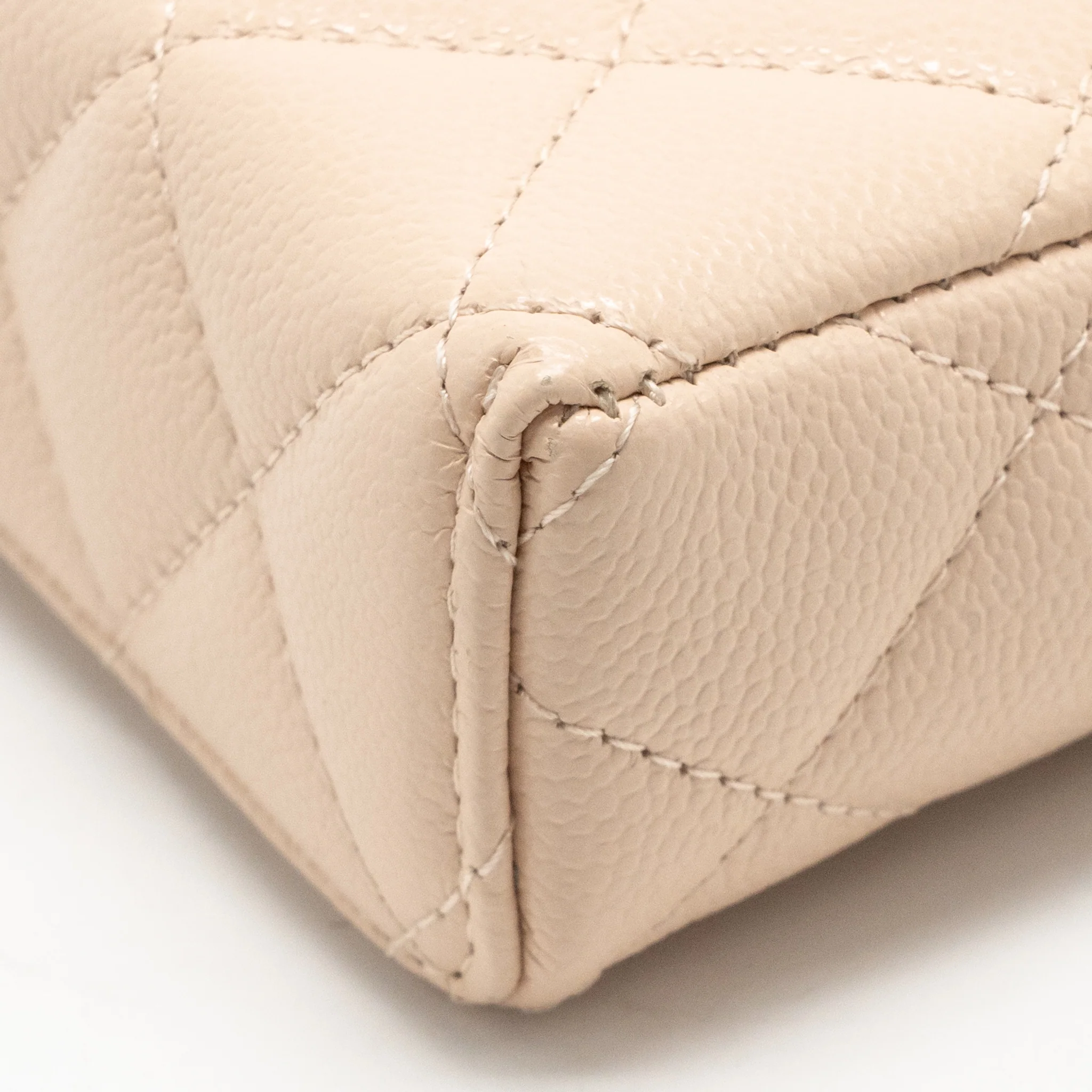 Chanel Classic Mini Vanity Bag Charm Grained Shiny Calfskin Light Pink LGHW (Microchip) - Image 9