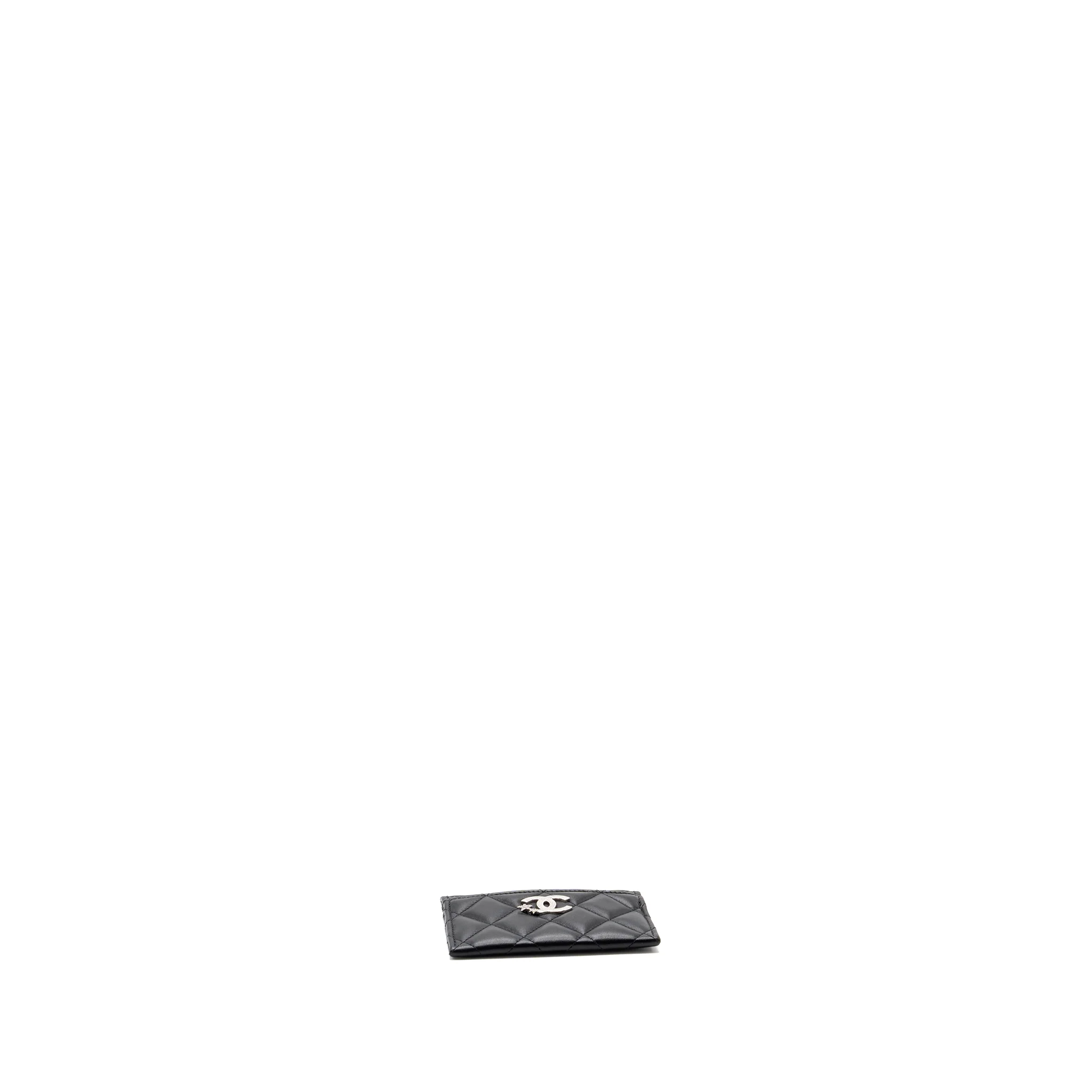 Chanel classic quilted card holder with limited CC logo lambskin black SHW (microchip) - Image 5