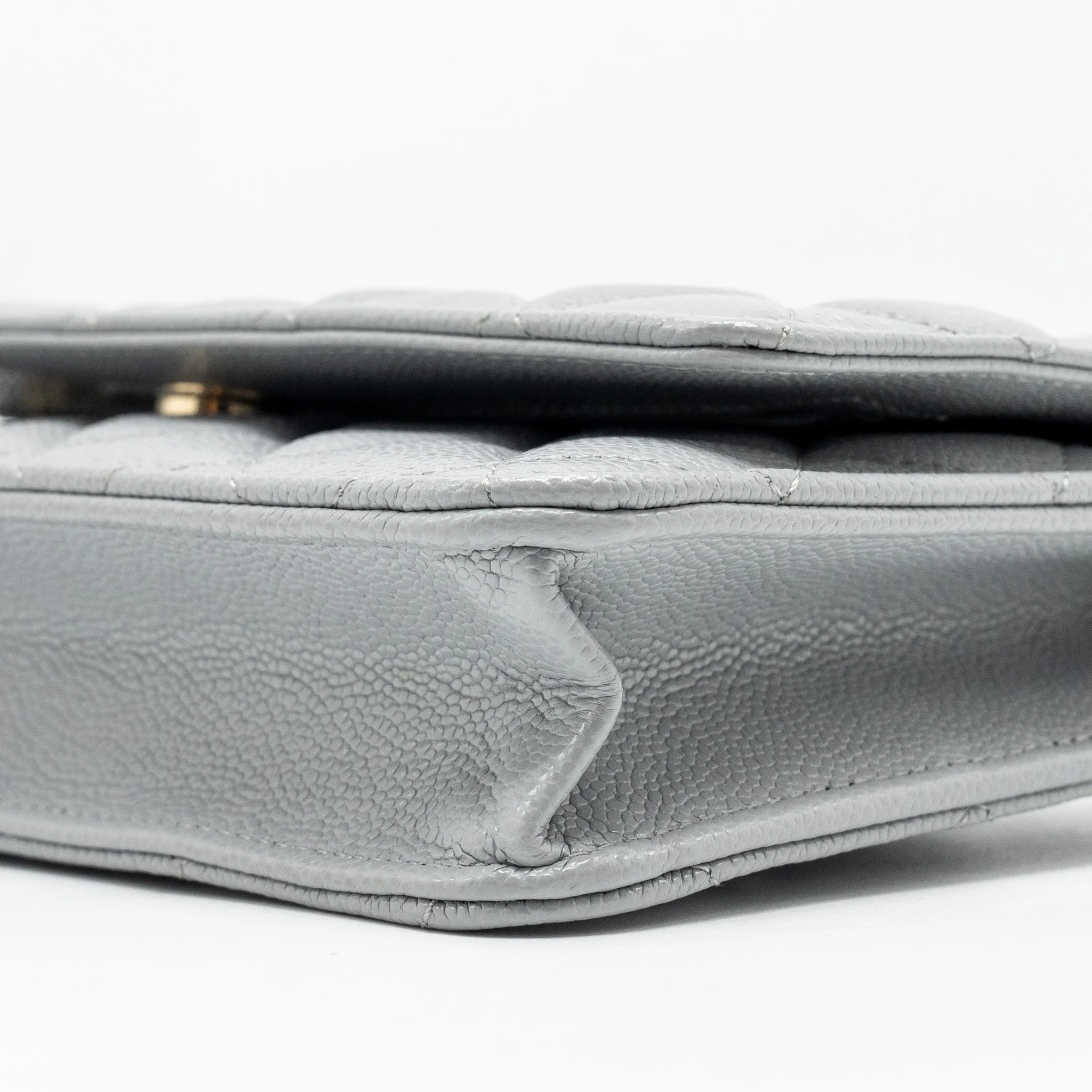CHANEL Classic Wallet On Chain Caviar Light Grey LGHW (Microchip) - Image 7