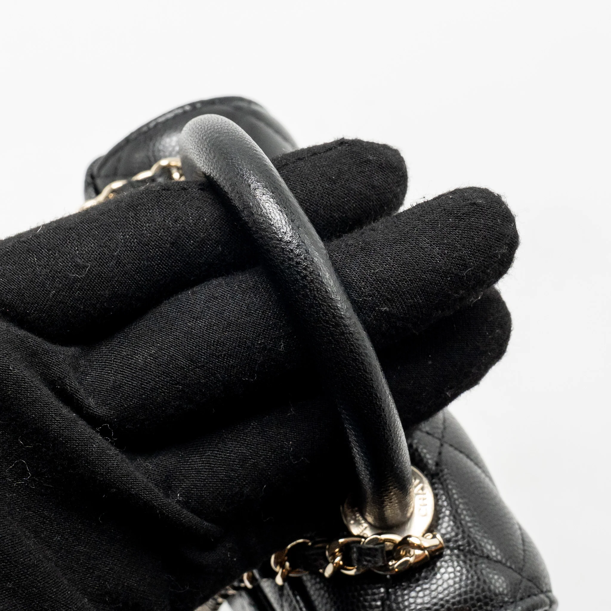 Chanel Coco Handle Mini Clutch with Chain Caviar Black LGHW (Microchip) - Image 12