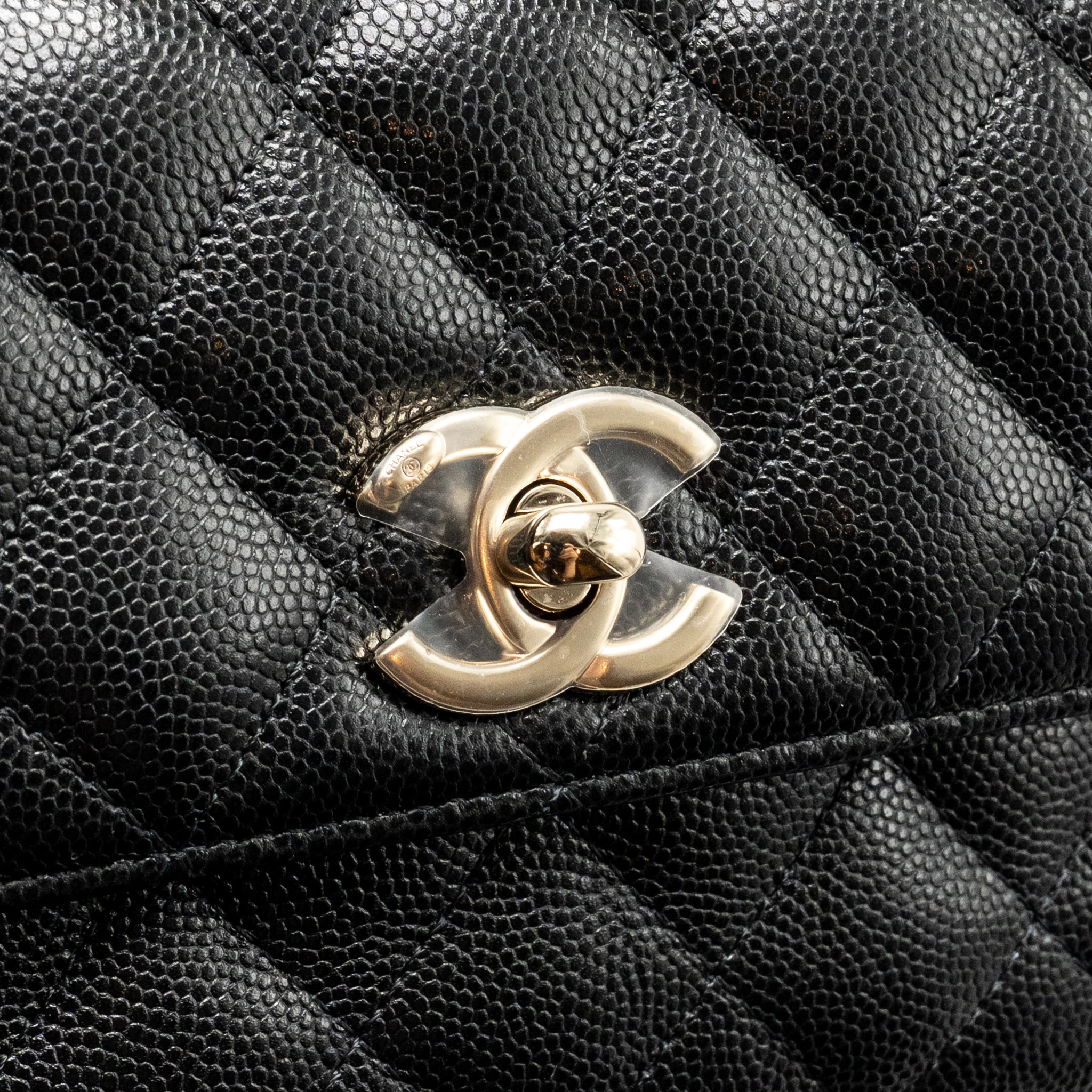 Chanel Coco Handle Mini Clutch with Chain Caviar Black LGHW (Microchip) - Image 13