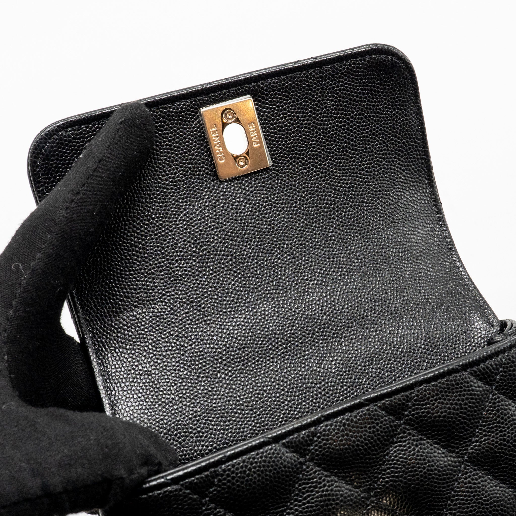 Chanel Coco Handle Mini Clutch with Chain Caviar Black LGHW (Microchip) - Image 15