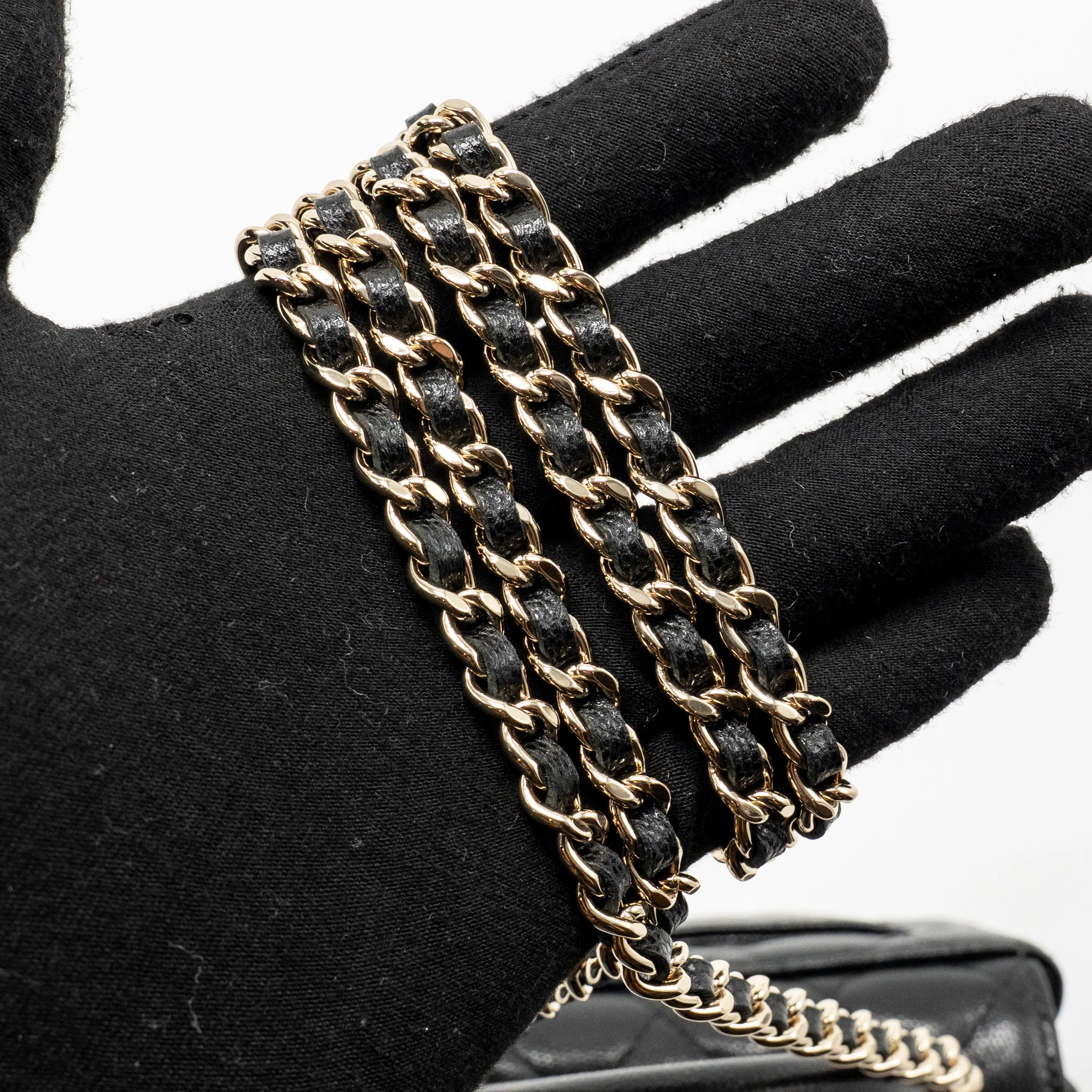 Chanel Coco Handle Mini Clutch with Chain Caviar Black LGHW (Microchip) - Image 19
