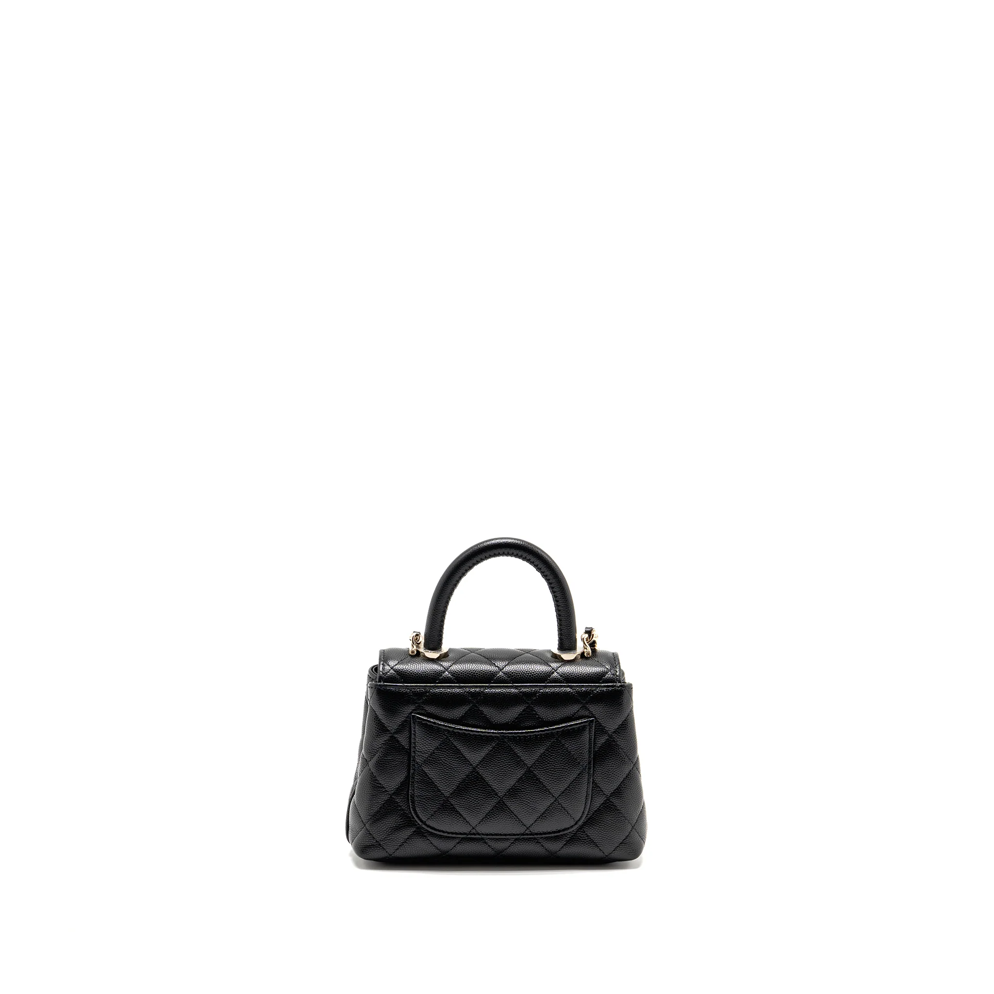 Chanel Coco Handle Mini Clutch with Chain Caviar Black LGHW (Microchip) - Image 2