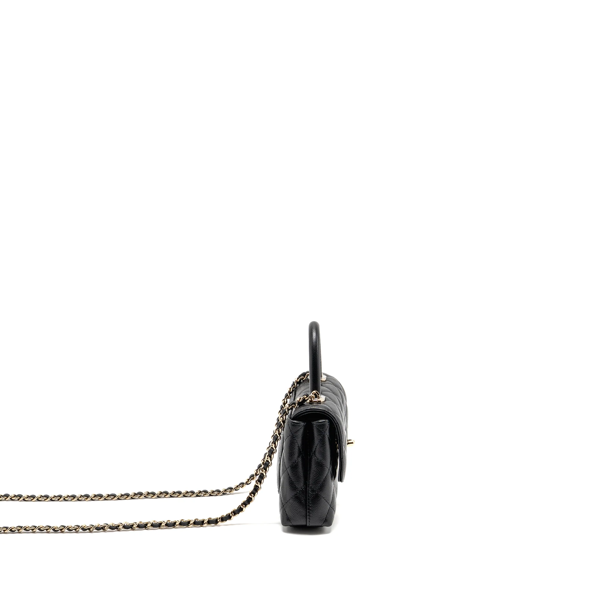 Chanel Coco Handle Mini Clutch with Chain Caviar Black LGHW (Microchip) - Image 3