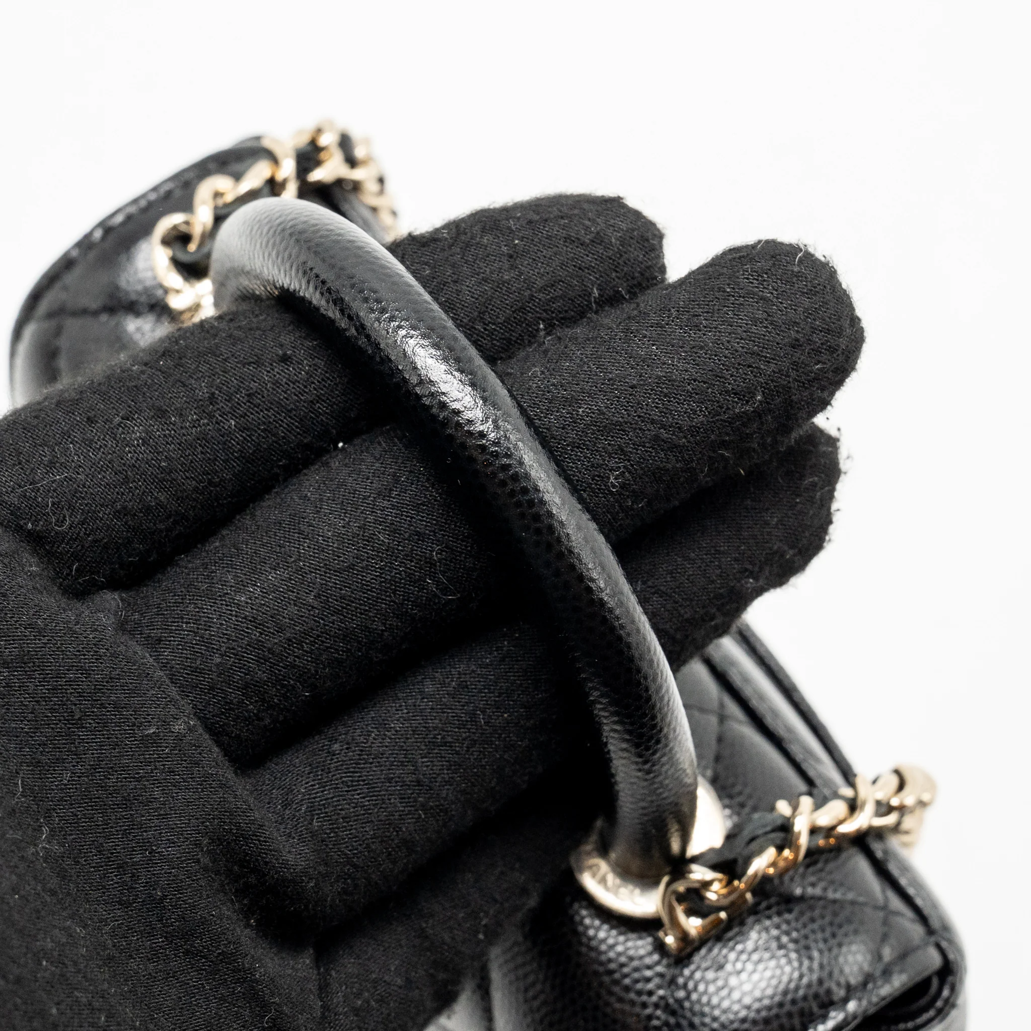 Chanel coco handle mini clutch with chain caviar black LGHW (microchip) - Image 13
