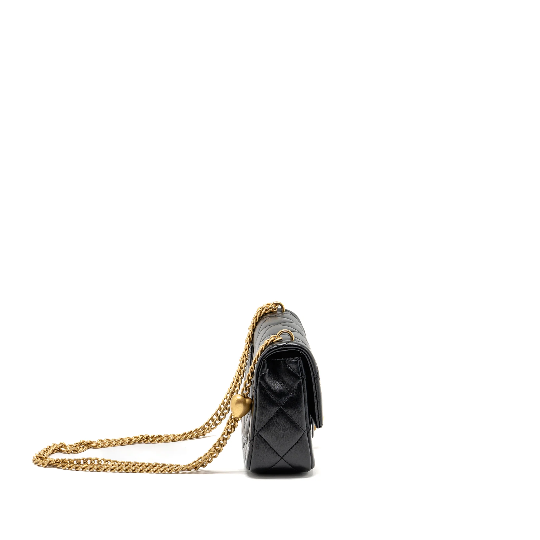 Chanel Coco Love Flap Bag Adjustable Chain Lambskin Black GHW (Microchip) - Image 3