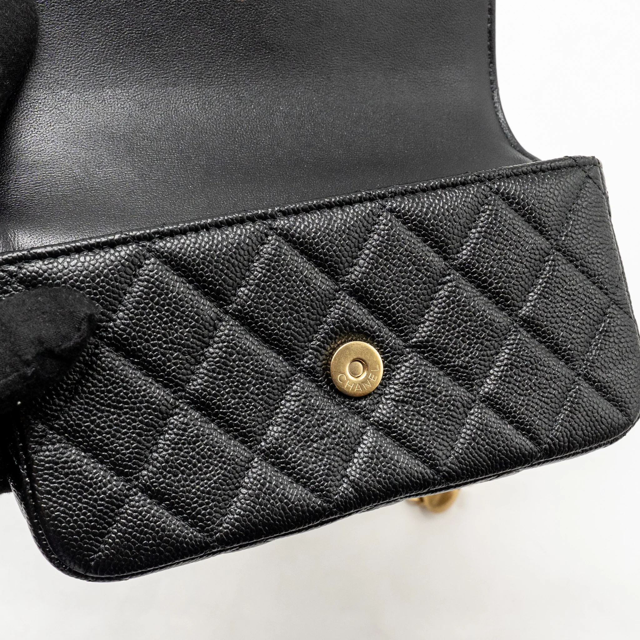 Chanel Coco Love Mini Flap Wallet on Chain Caviar Black GHW (Microchip) - Image 14