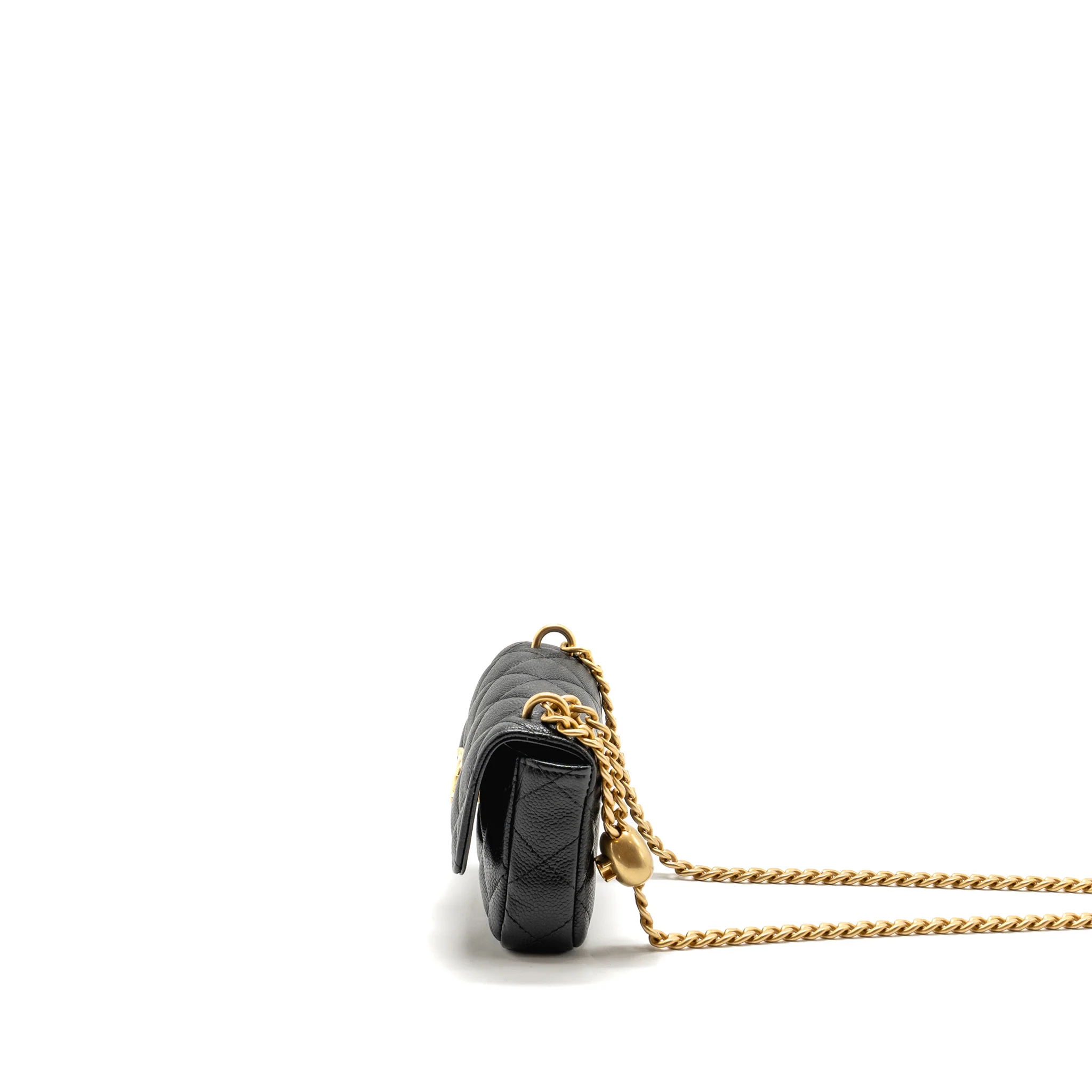 Chanel Coco Love Mini Flap Wallet with Chain Caviar Black GHW (Microchip) - Image 4