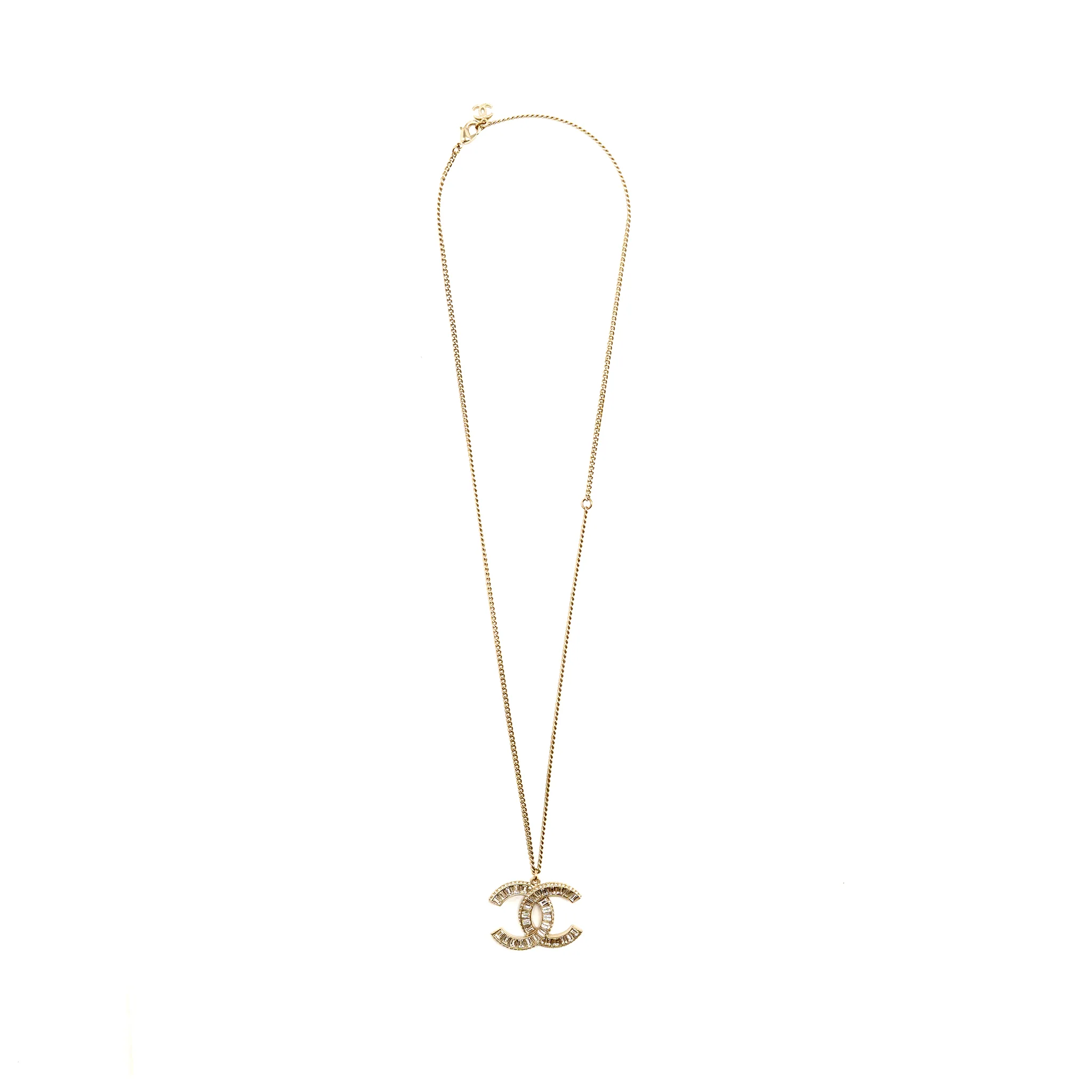 Chanel Crystal cc logo necklace light gold tone - Image 2